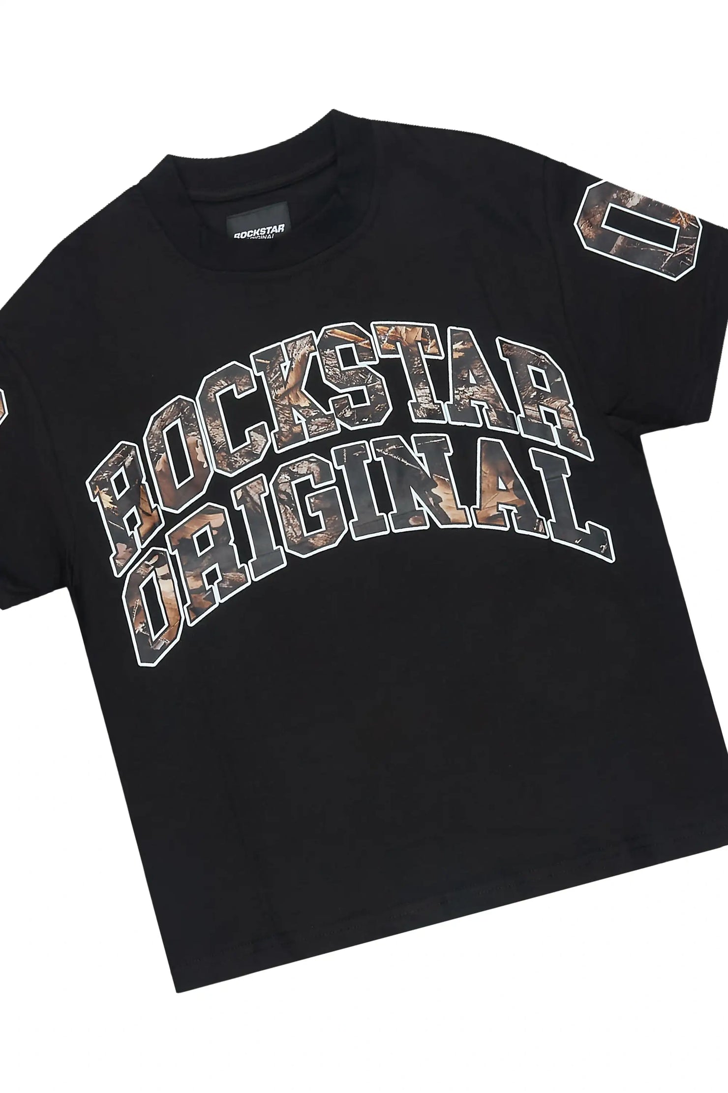Boys Desiero Black/Black Tree Camo T-Shirt/Short Set