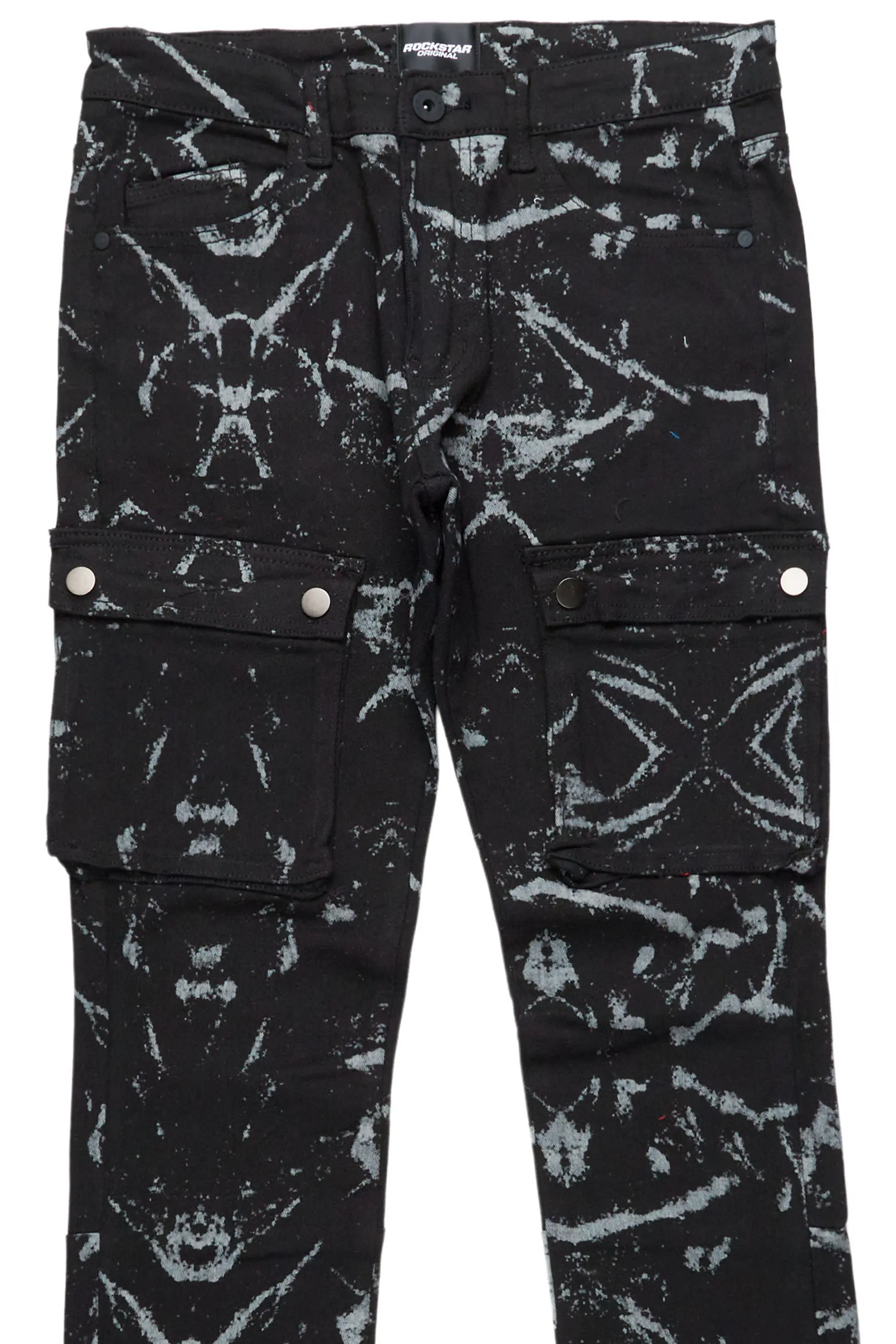 Waage Marble Black Cargo Stacked Flare Jean