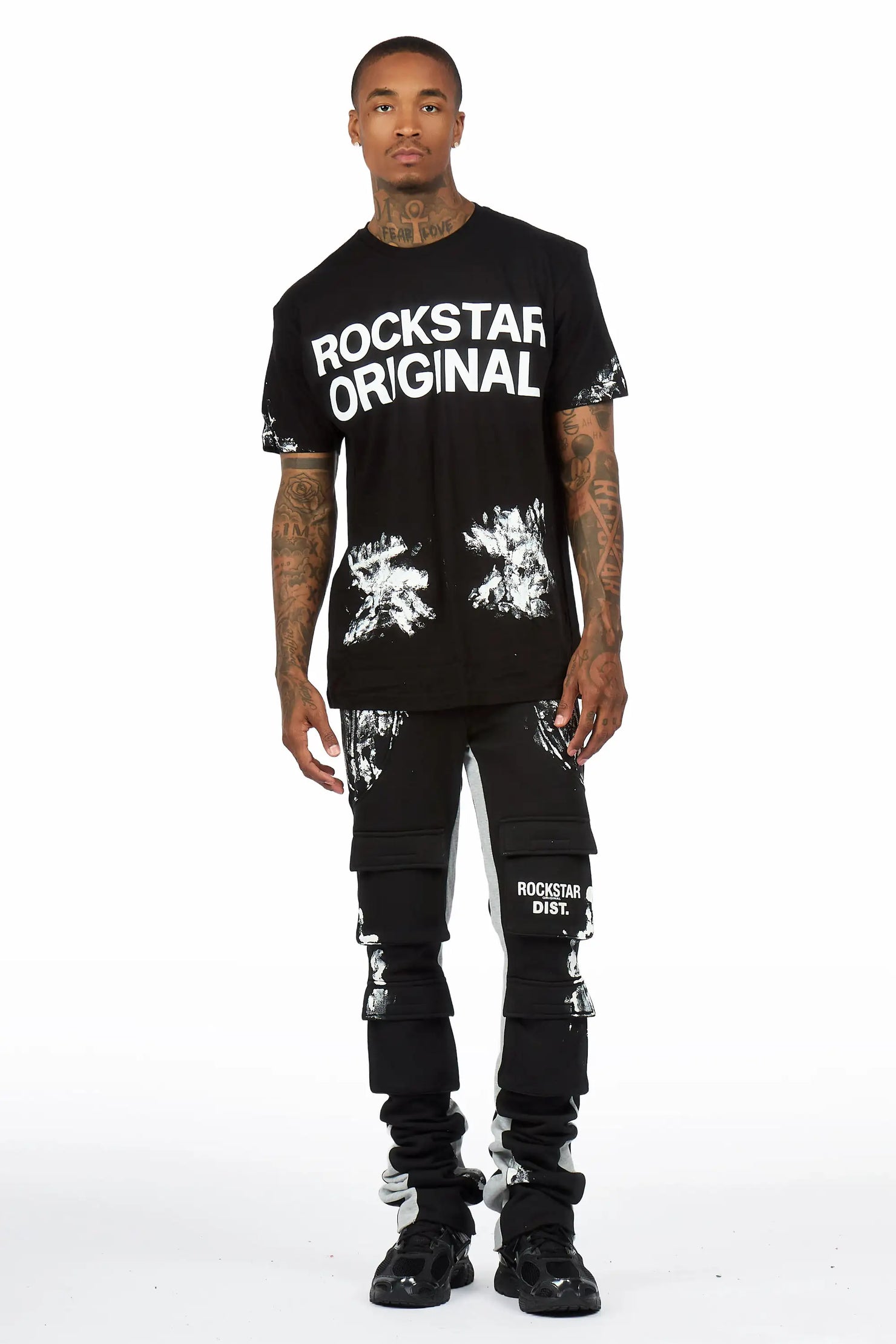 Antoon 2.0 Black T-Shirt/Stacked Flare Track Set