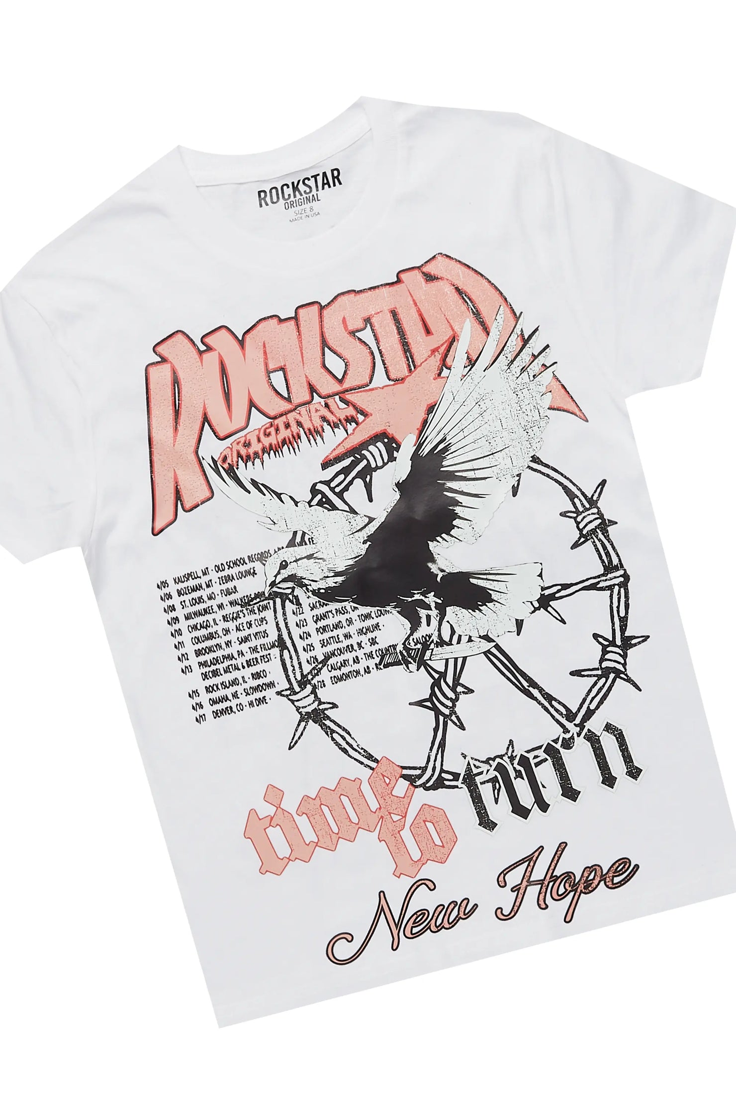 Girls Burial White T-Shirt/Stacked Flare Jean Set