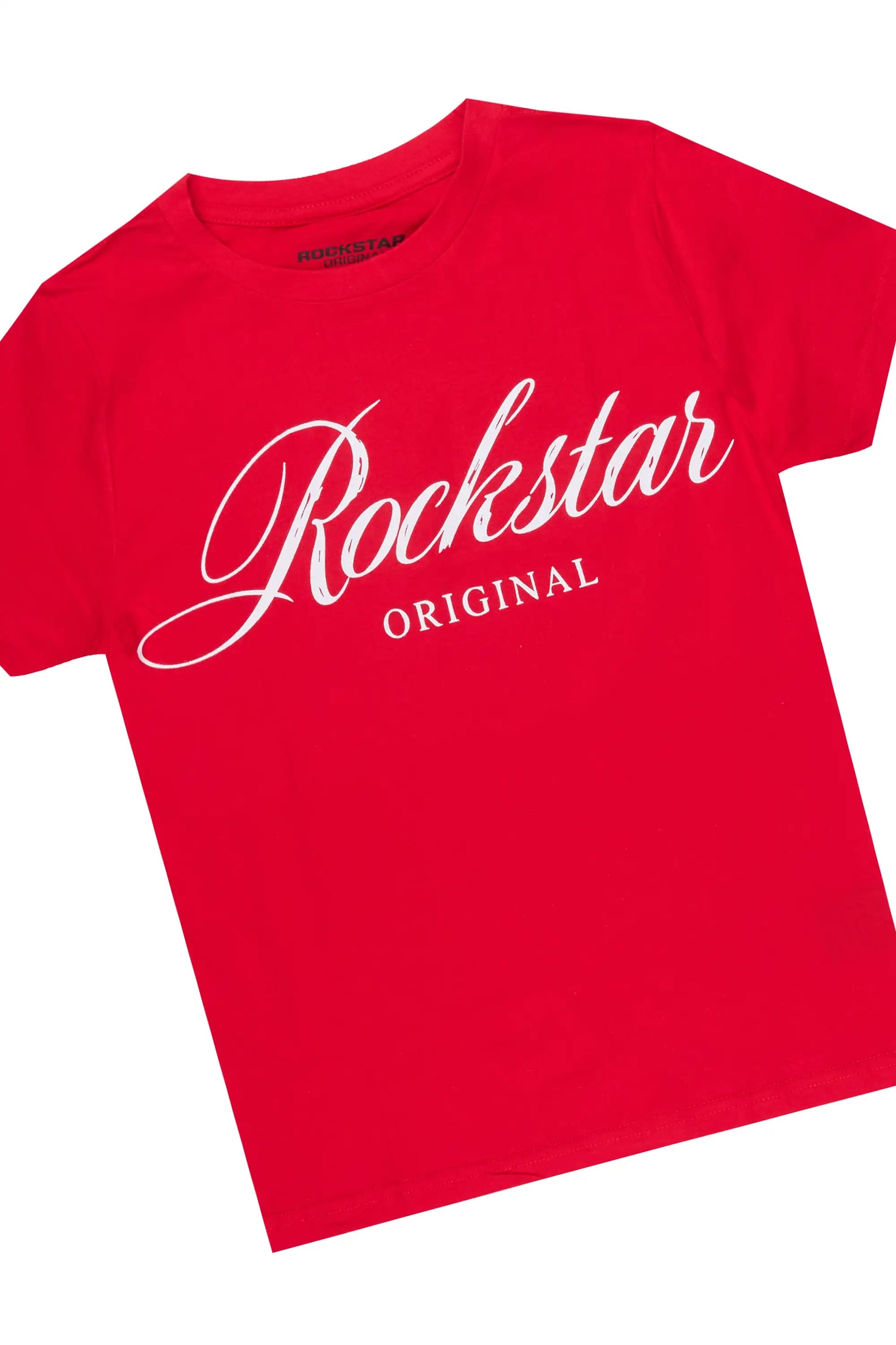 Boys Domaric Red/Black T-Shirt Stacked Jean Set