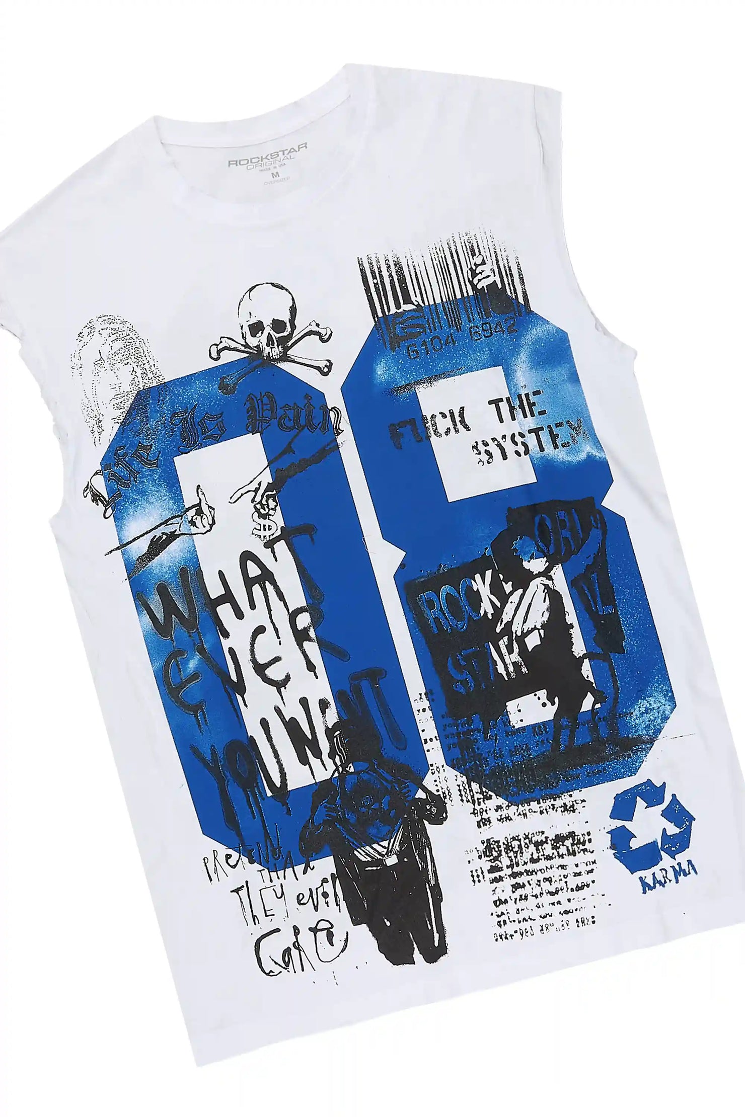Grill 3.0 White/Blue Oversized Graphic T-Shirt & Jacomus Denim Short Set