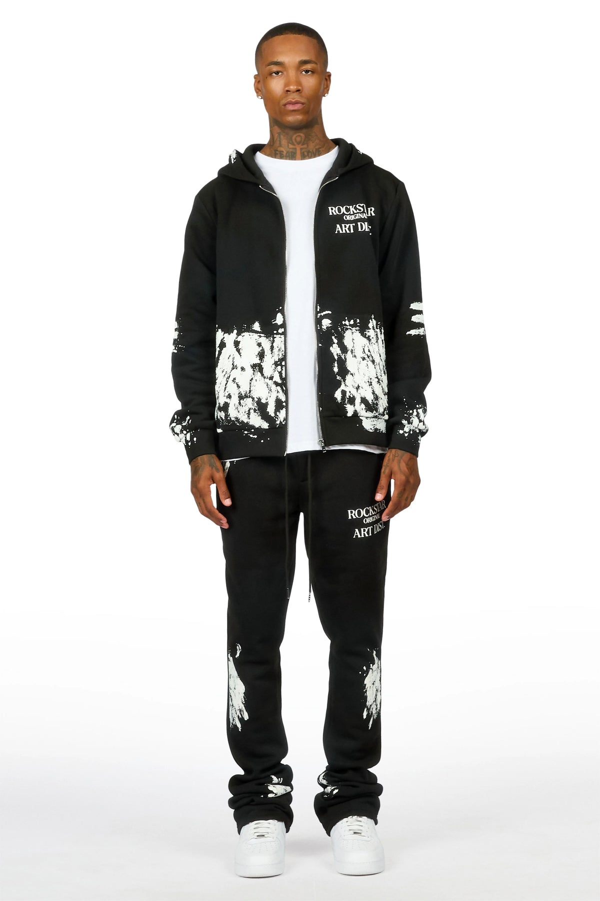 Filip Black Zip Up Hoodie/Stacked Track Set