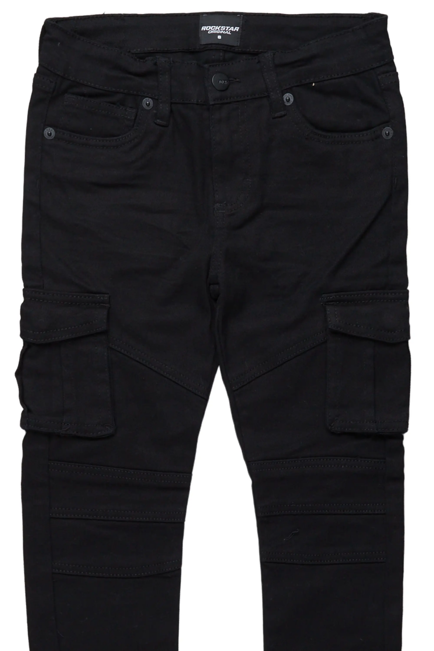 Boys Albas Jet Black Cargo Slim Fit Jean