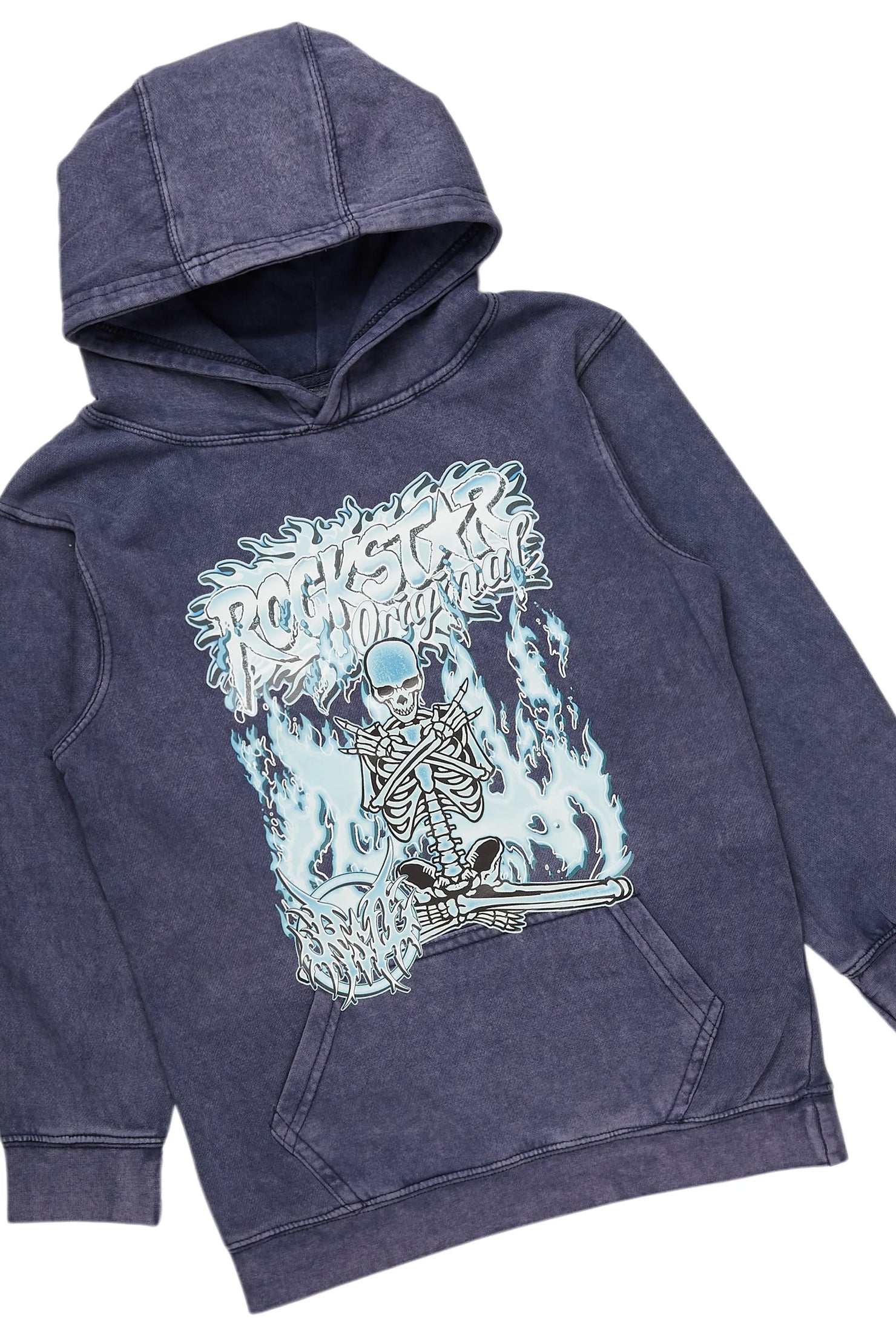 Boys Abdon Vintage Navy Hoodie/Stacked Flare Jean Set