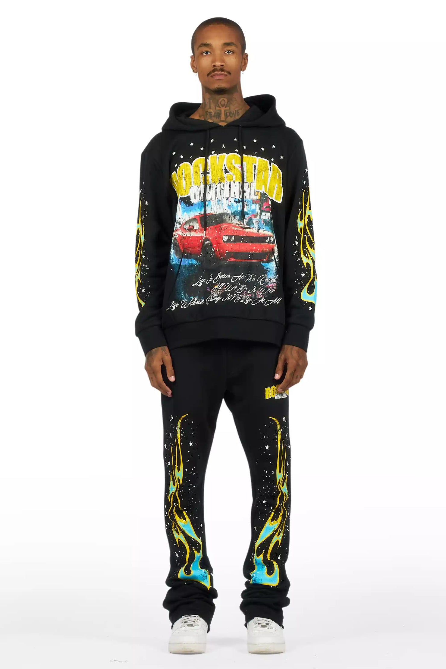 Tokyo Car Black Hoodie Stacked Track Set