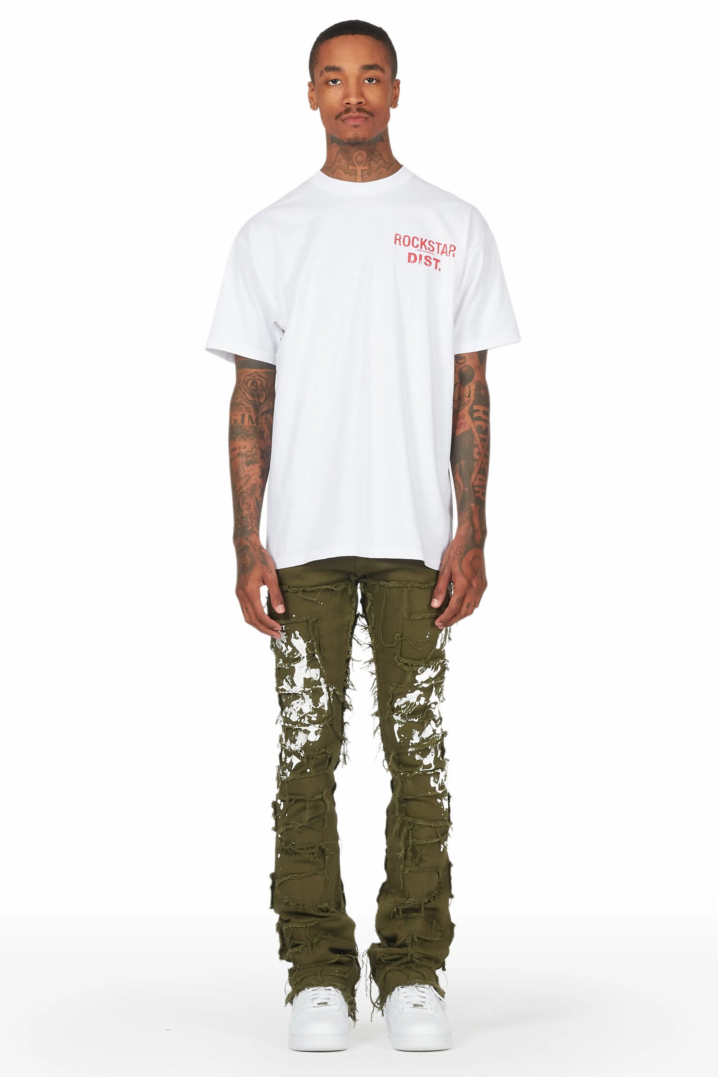 Fumitto Green Painter Stacked Flare Jean