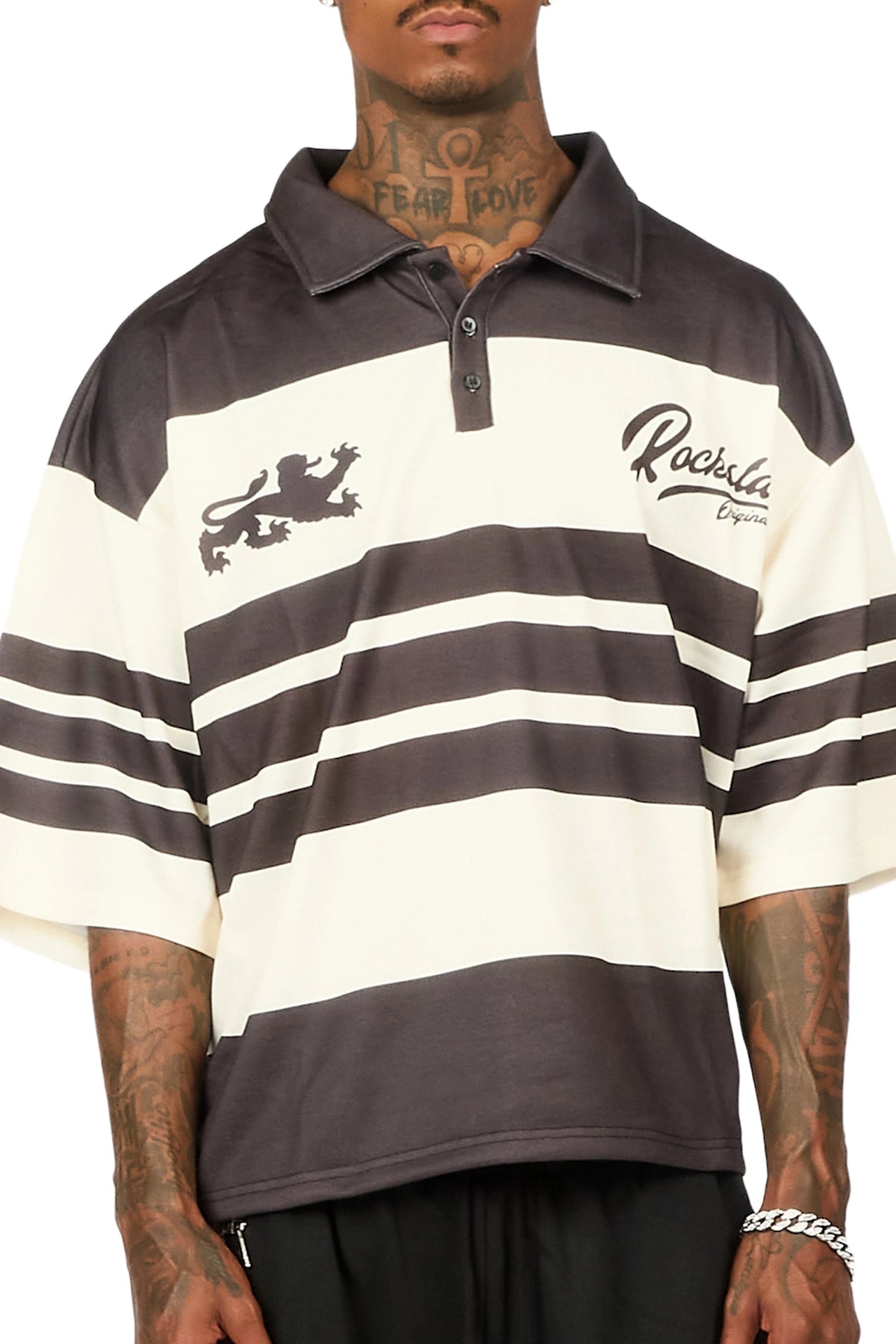 Yazan Black/Cream Crop Boxy Polo Shirt