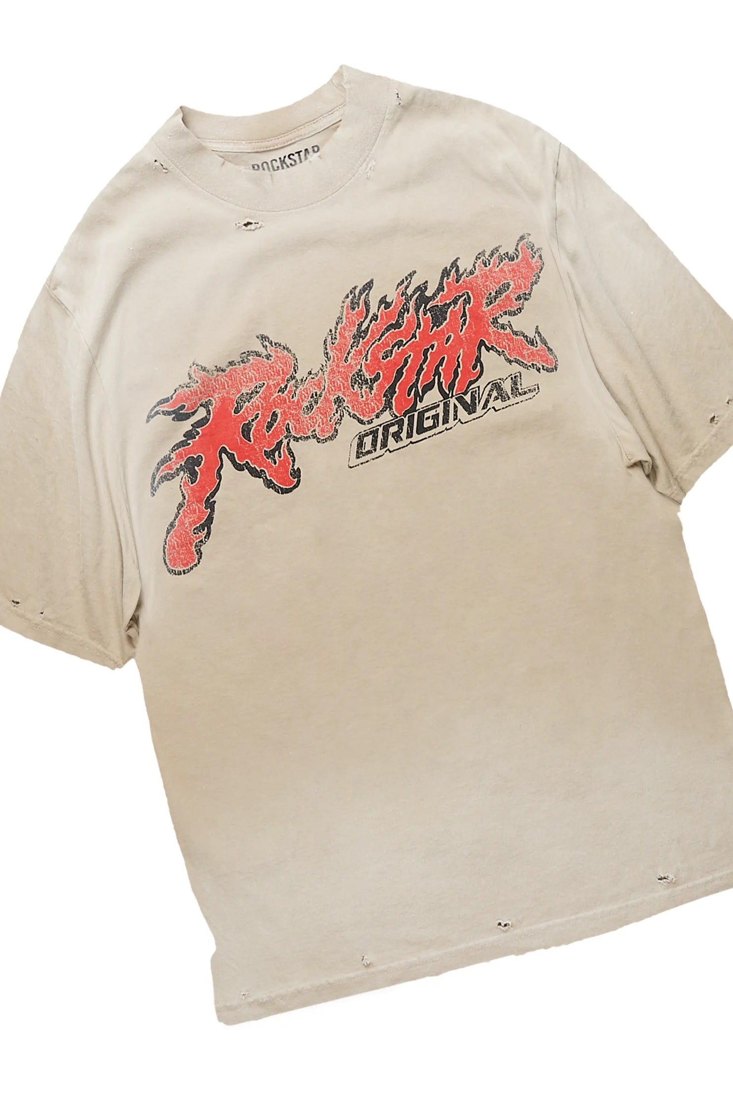 Yash Beige/Black Oversized T-Shirt/Stacked Flare Track Pant Set