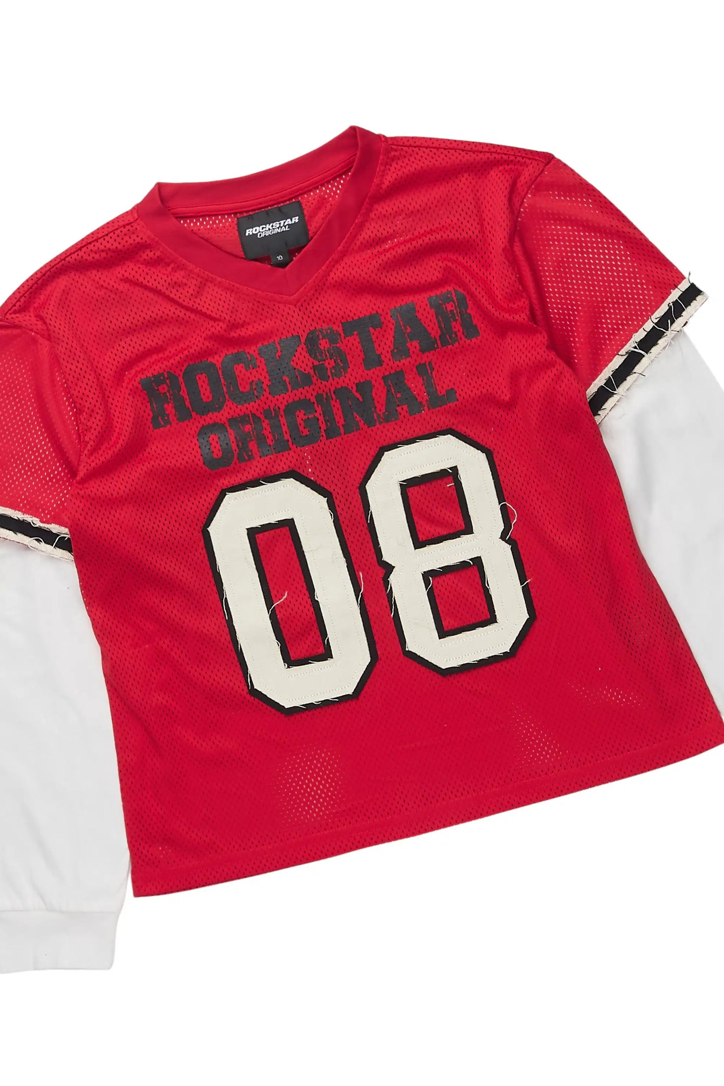 Boys Deston Red/Grey Double Layer T-Shirt/Denim Jort Set