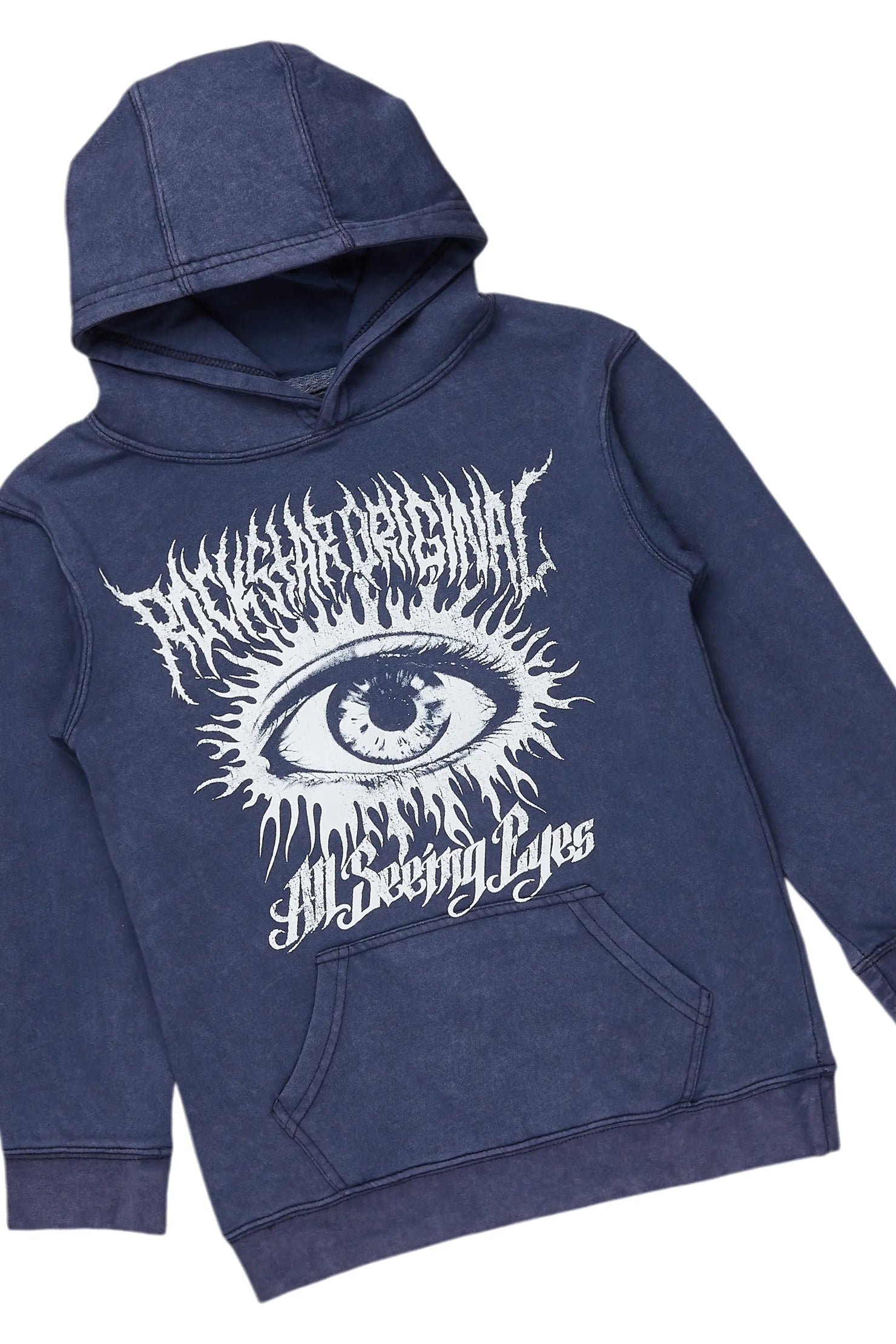 Boys All Eyes Vintage Navy Hoodie/Stacked Flare Jean Set