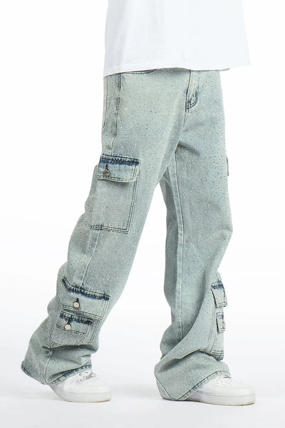 Aeson Light Blue Rhinestone Baggy Fit Jean– Rockstar Original
