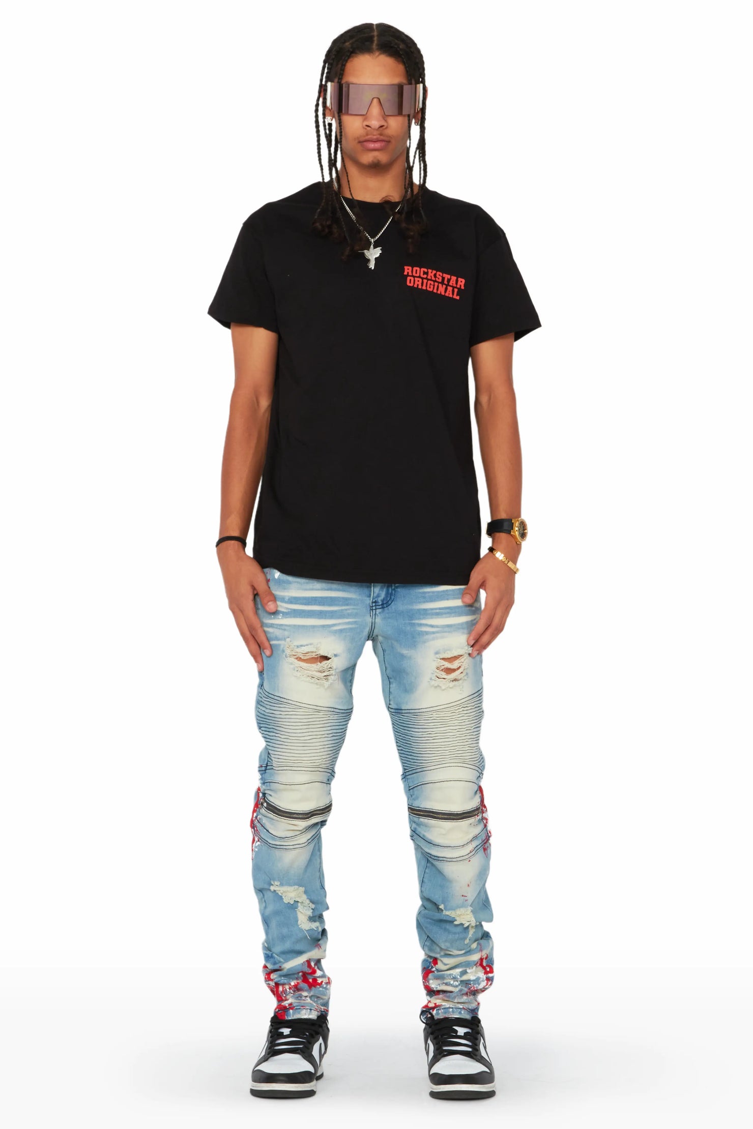 Kodak Blue/Red Painter Biker Jean
