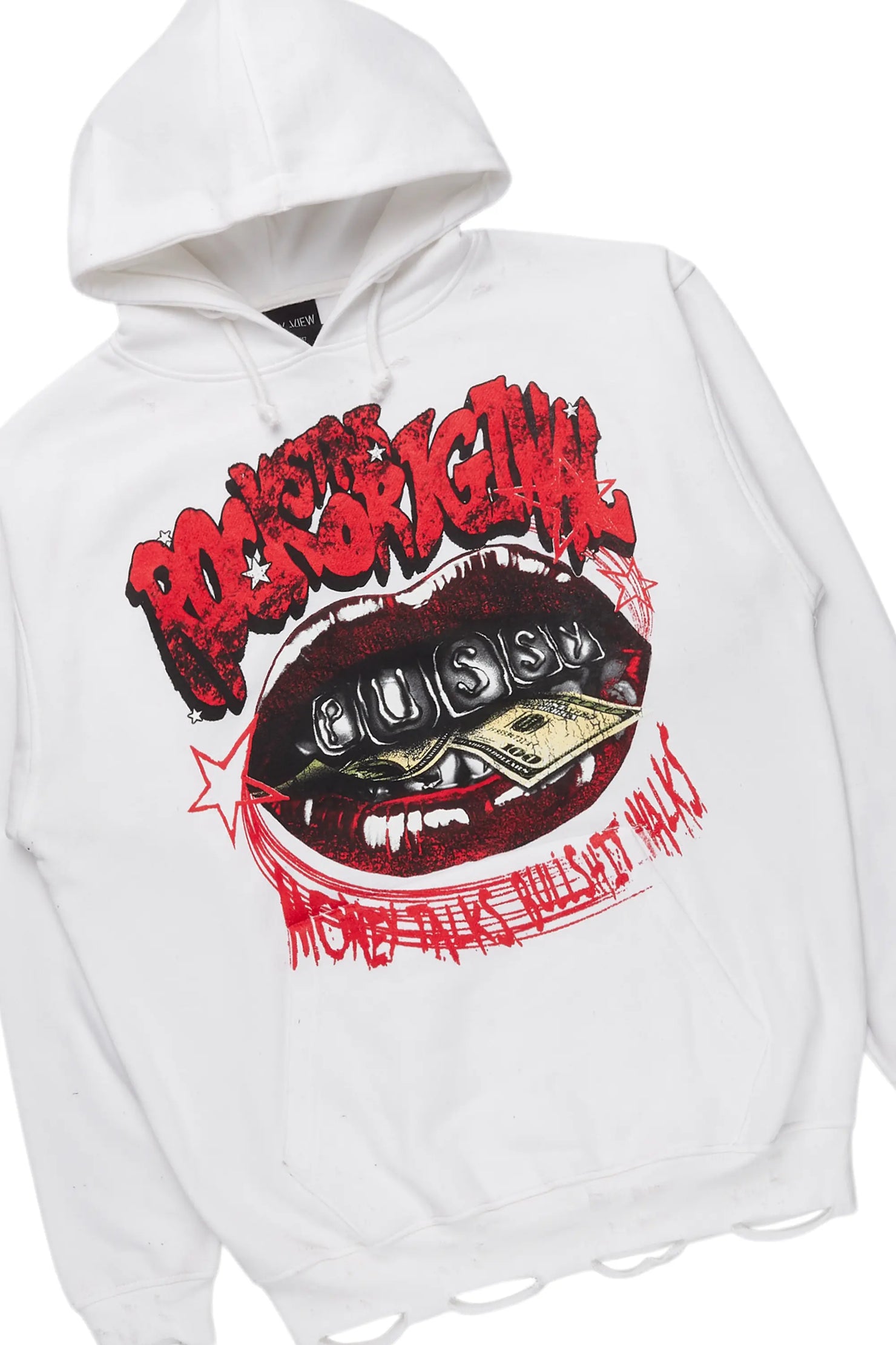 Bloke White/Blue Hoodie/Stacked Flare Jean Bundle