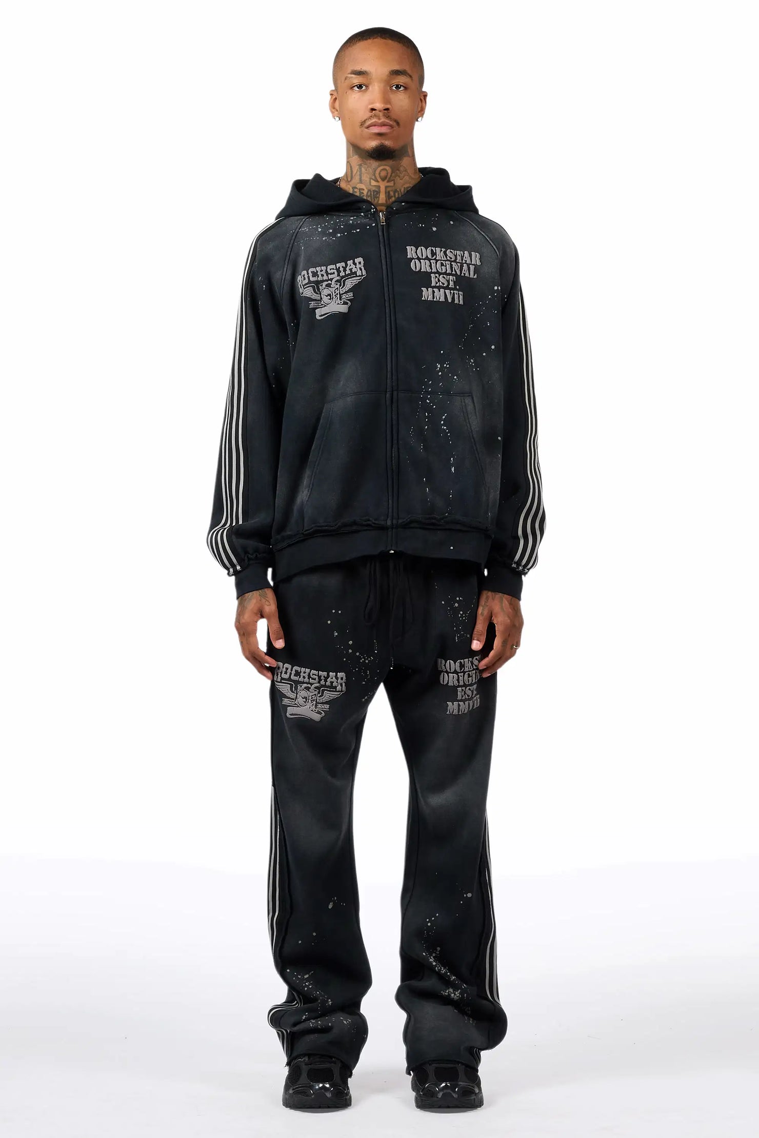Manier Vintage Black Hoodie/Straight Pant Track Set