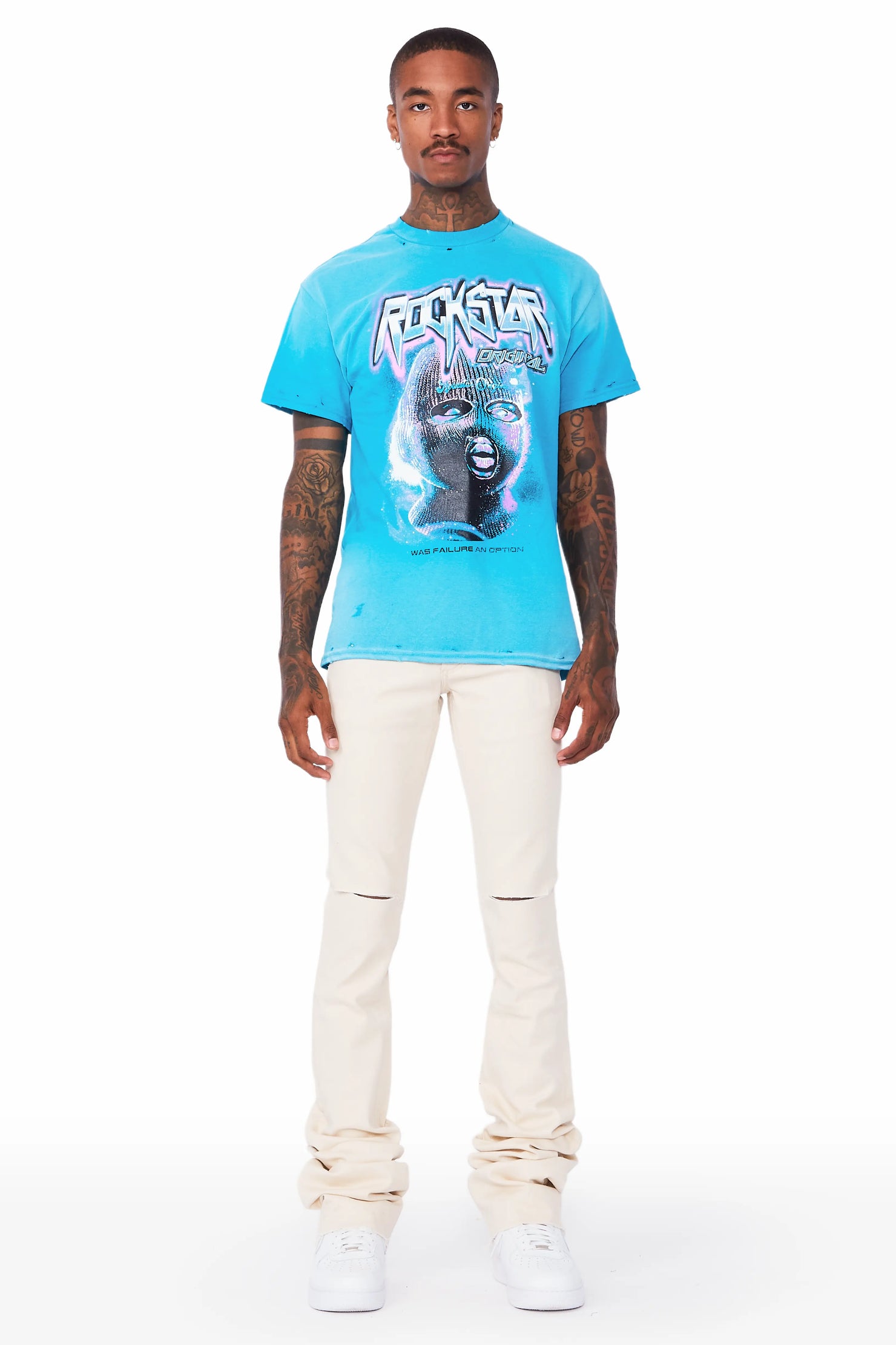 Josiah Beige Super Stacked Flare Jean