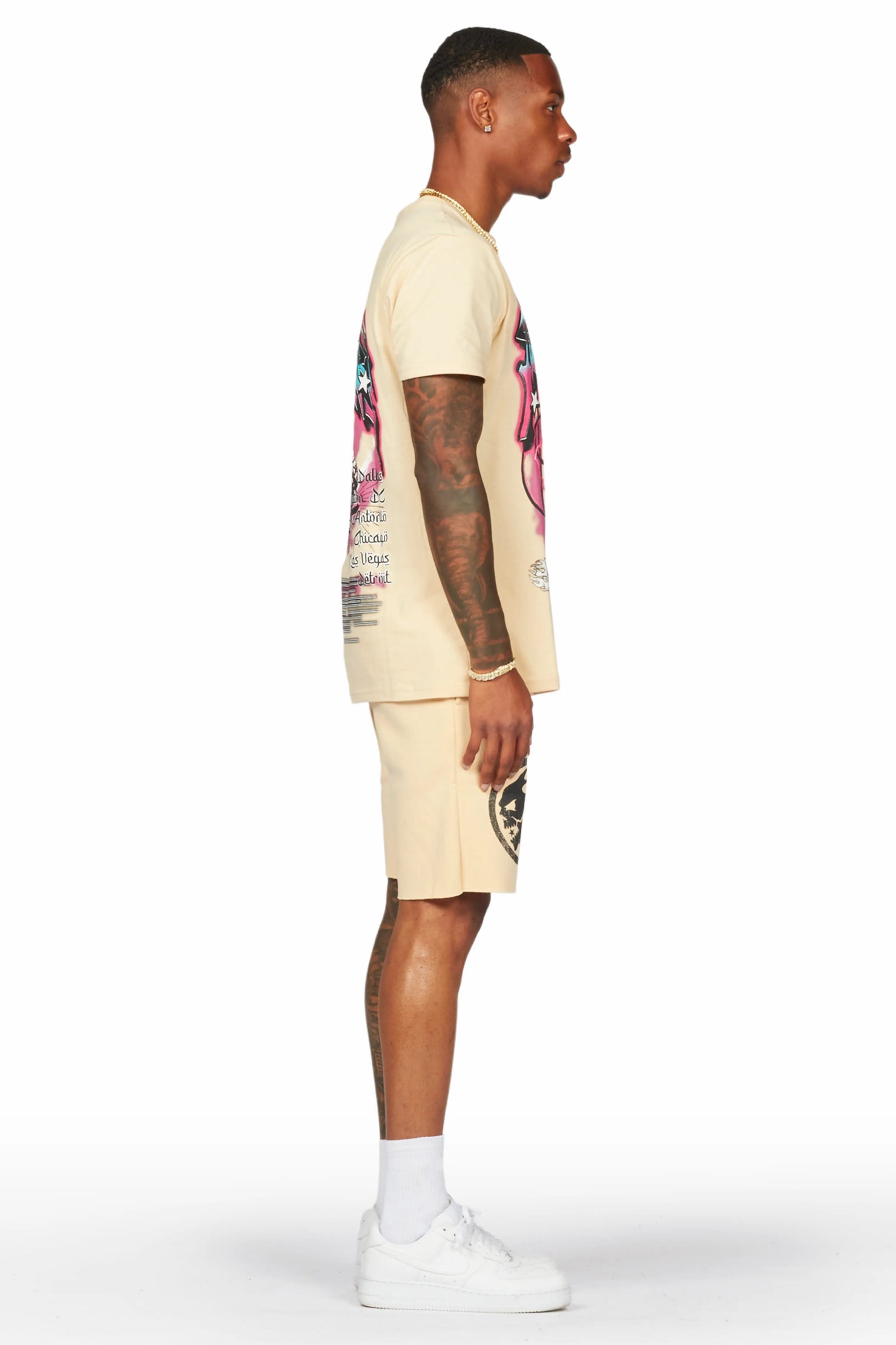 Lucy Beige T-Shirt/Short Set