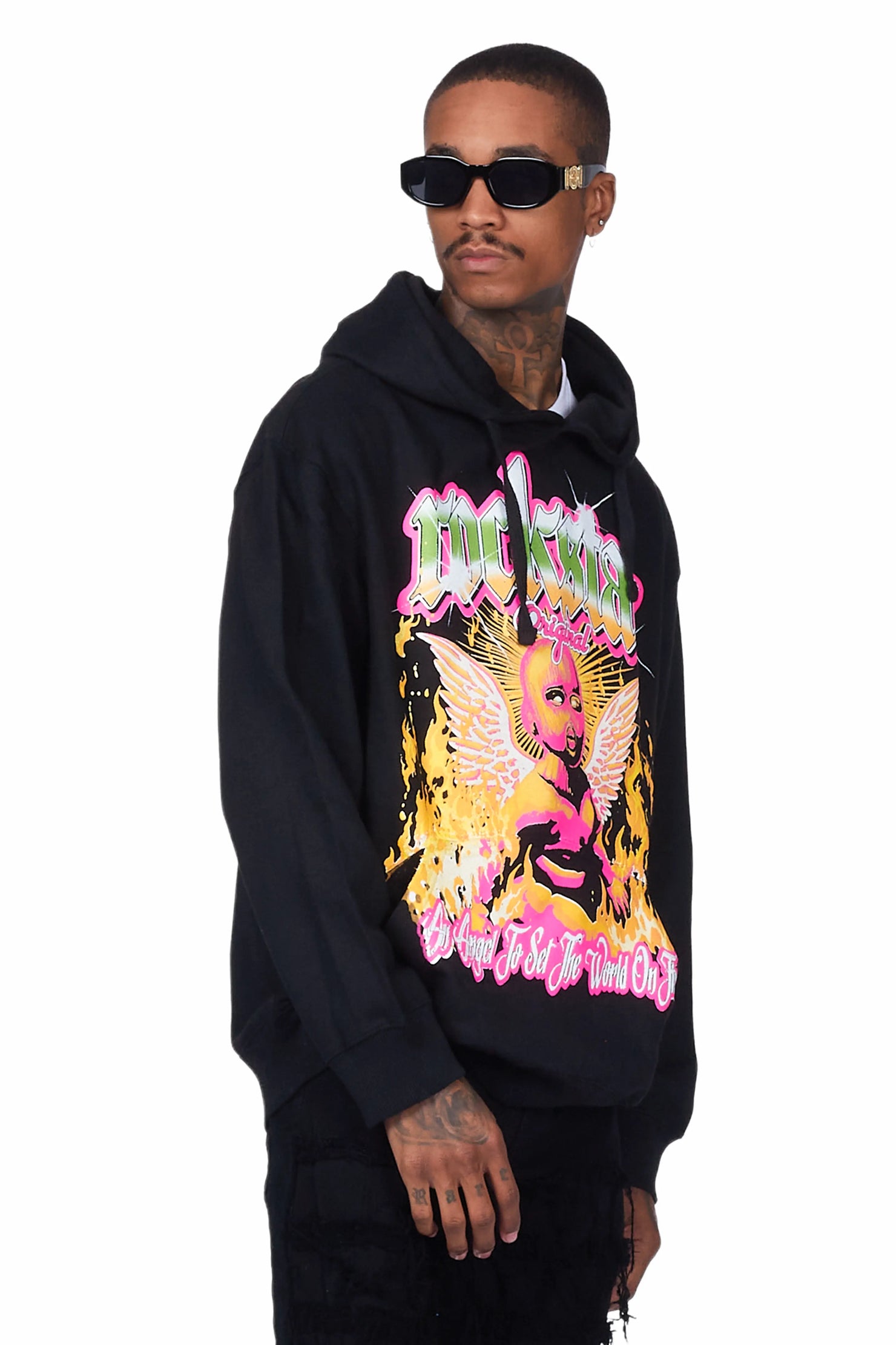 Whitefall Black Graphic Hoodie