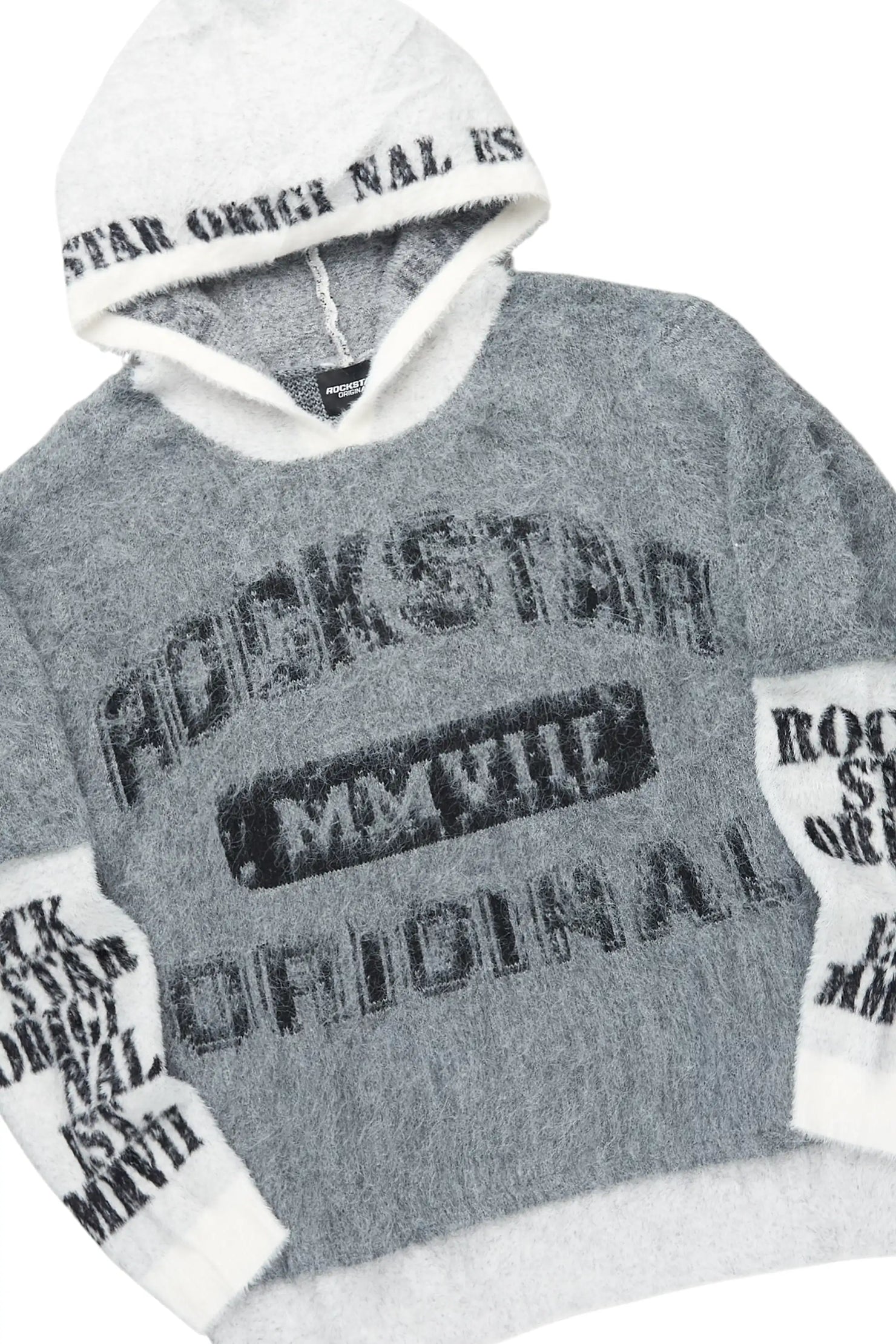 Steri Grey Mohair Hoodie Stacked Flare Track Set