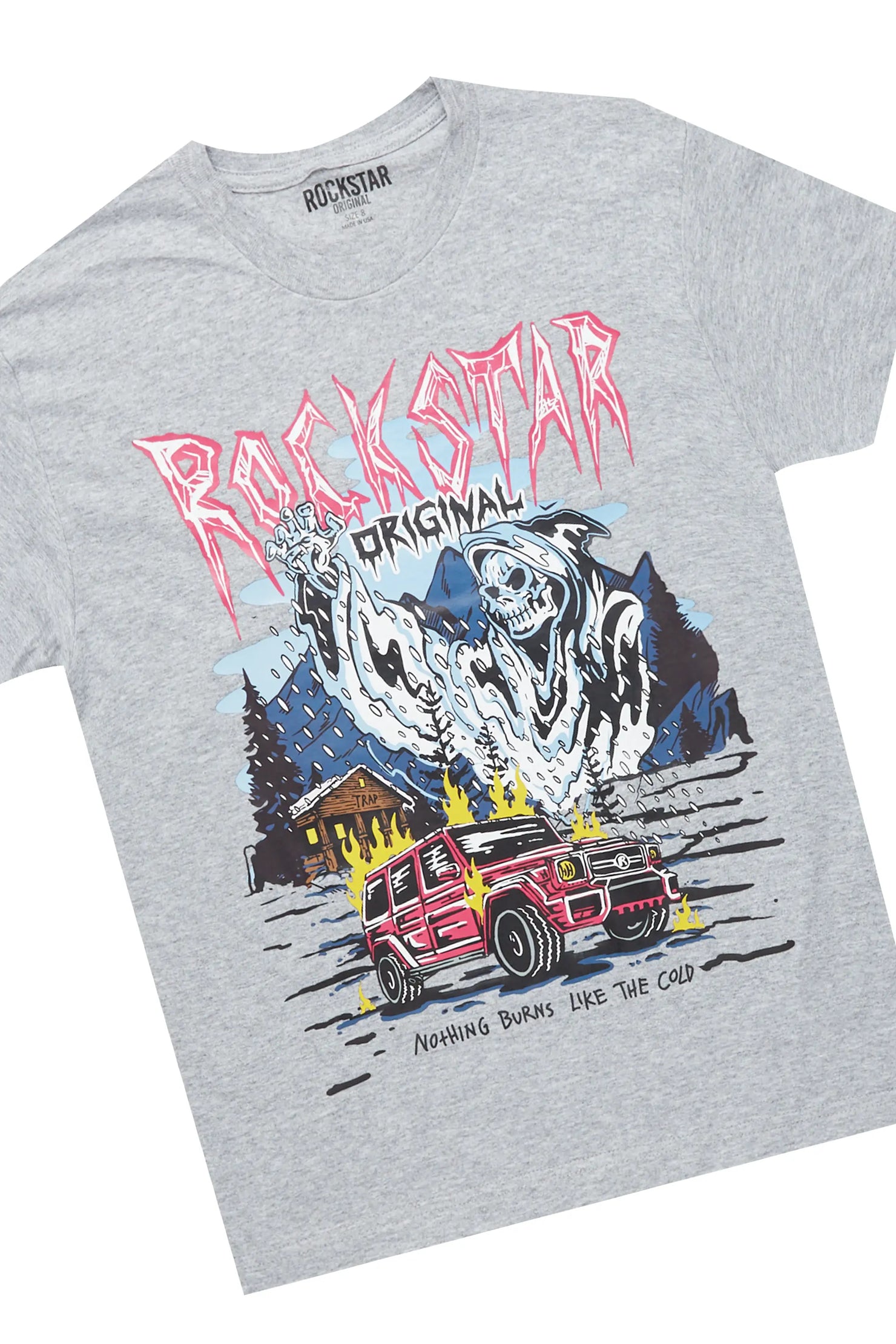 Boys Rakin Grey T-Shirt/Stacked Flare Jean Set