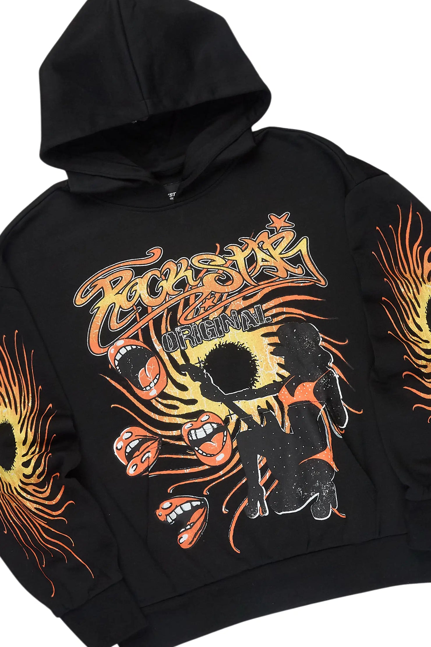 Rock n Roll Black Hoodie/Baggy Pant Track Set