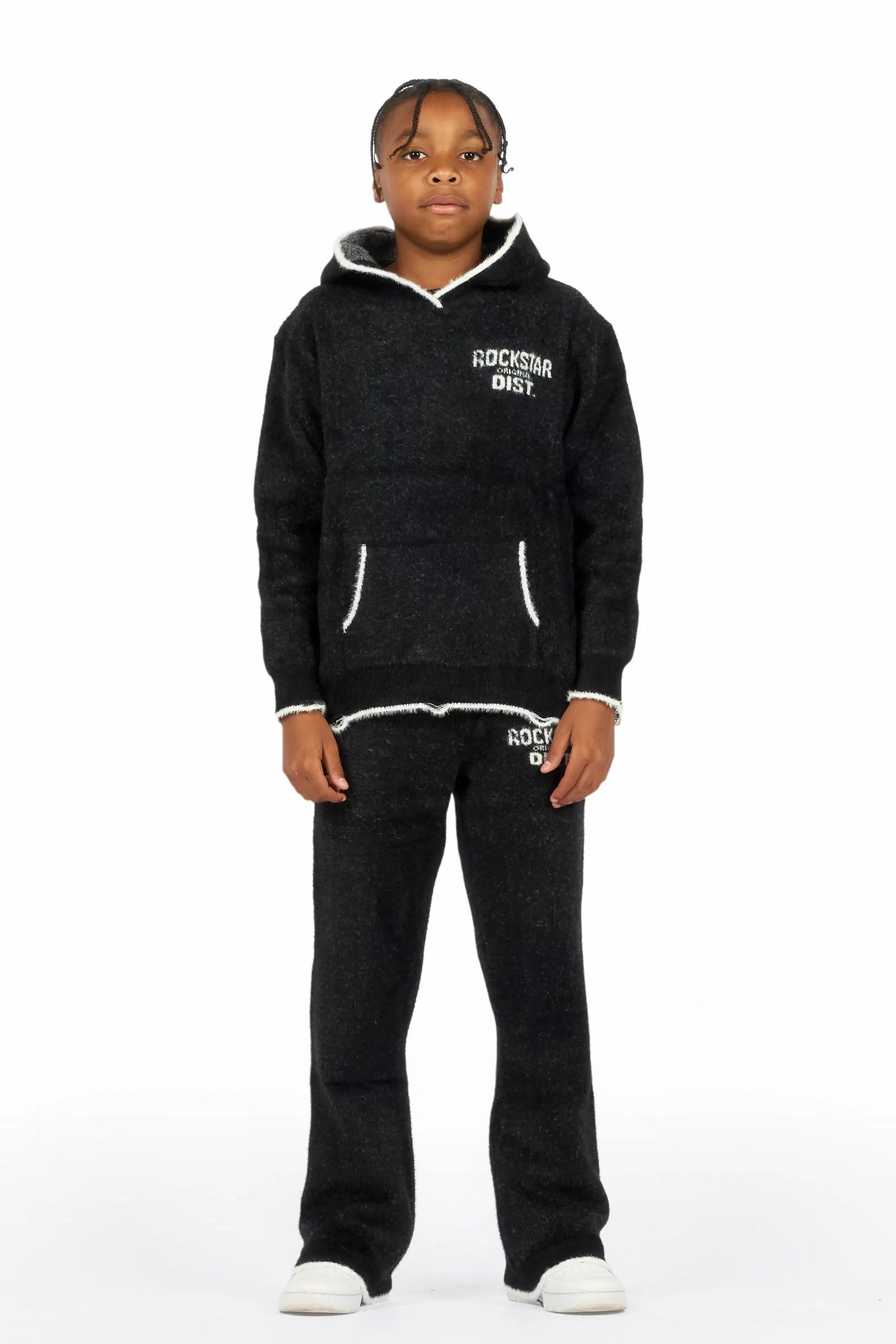 Boys Lake Mohair Black Knit Track set