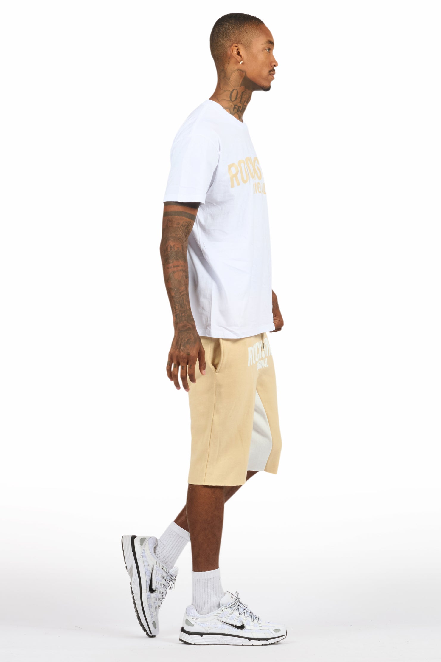 Sana White/Beige T-Shirt Short Set