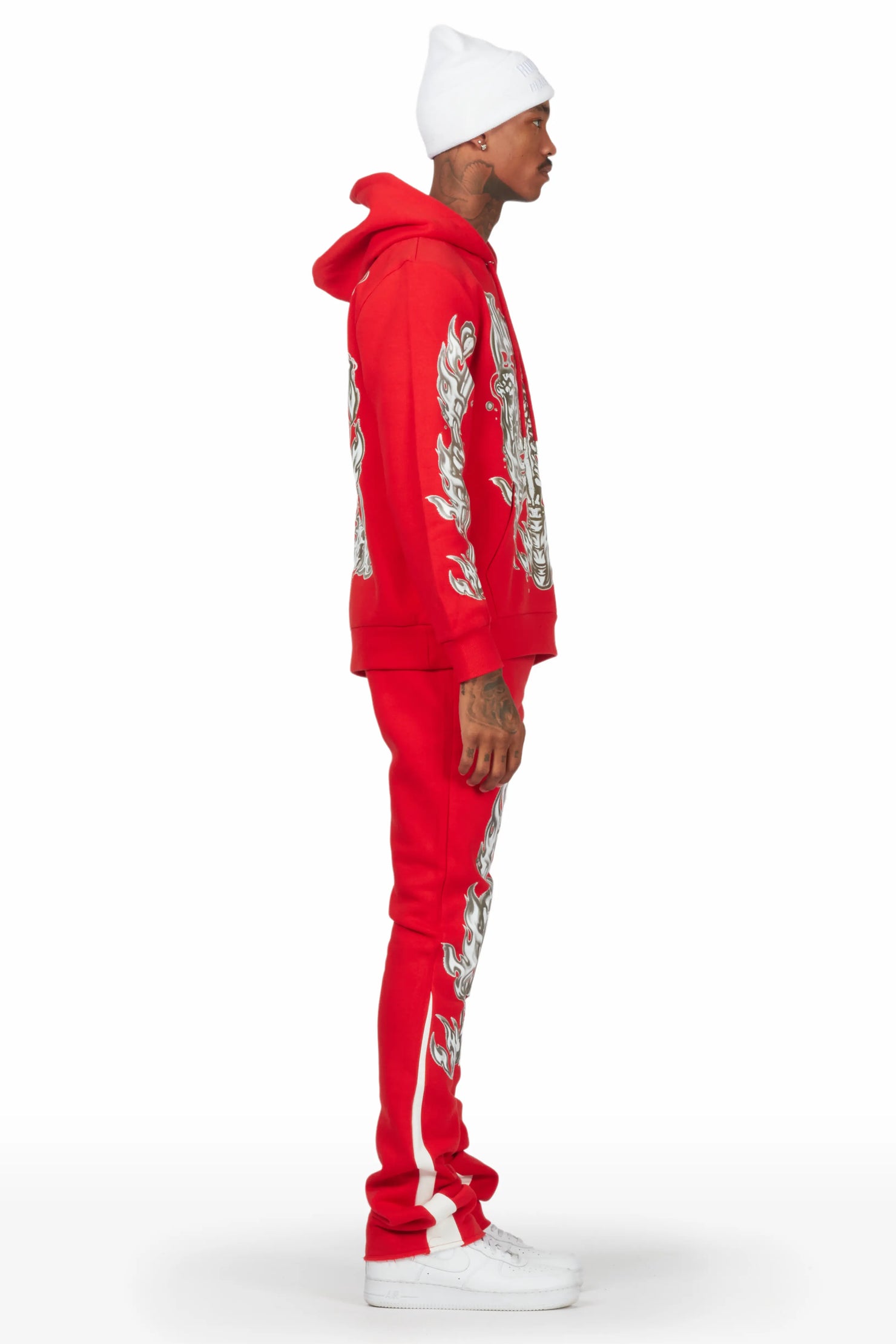 Skelly Red Hoodie Stacked Flare Track Set