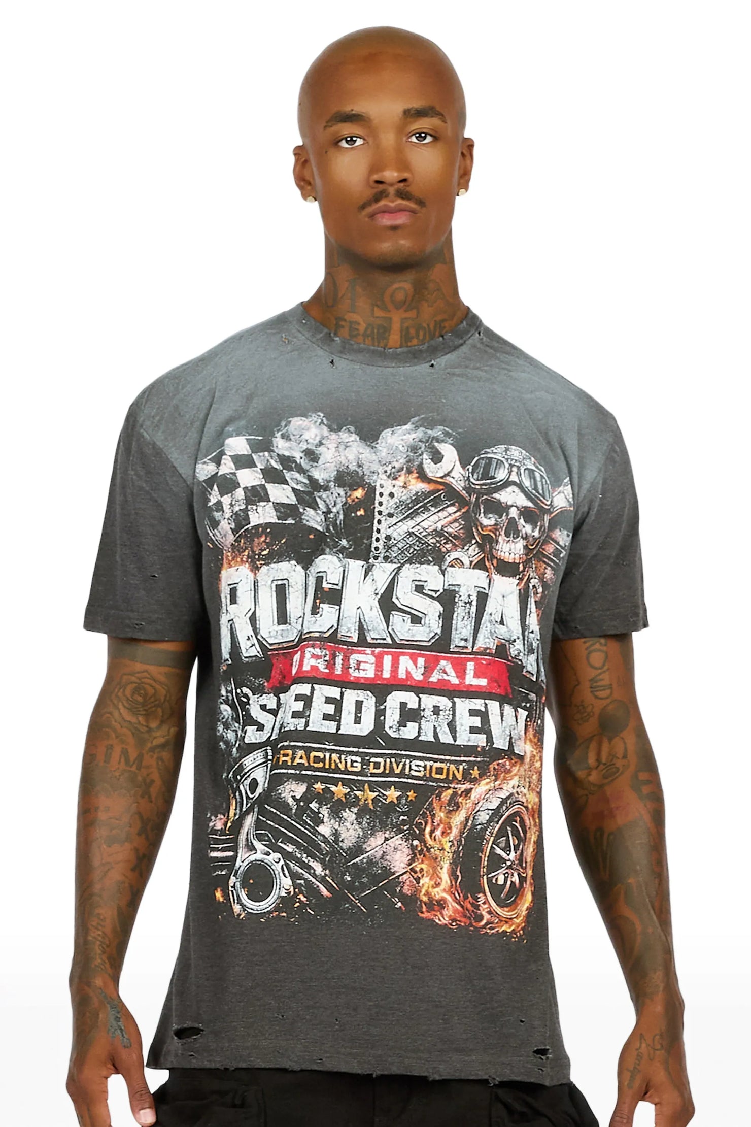 Cleaveland Charcoal Oversized Graphic T-Shirt