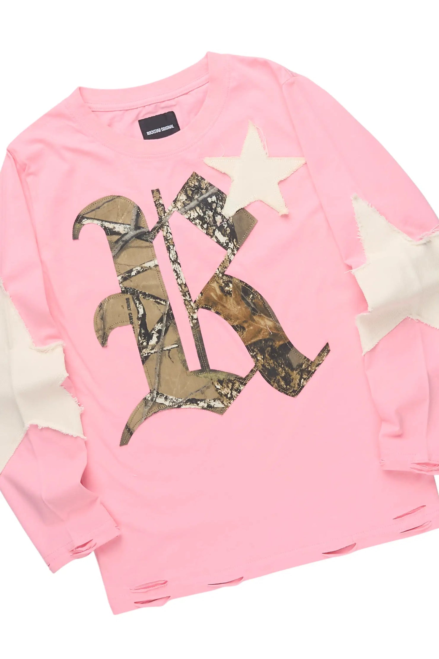 Girls Delgera Pink/Beige Long Sleeve T-Shirt Track Set
