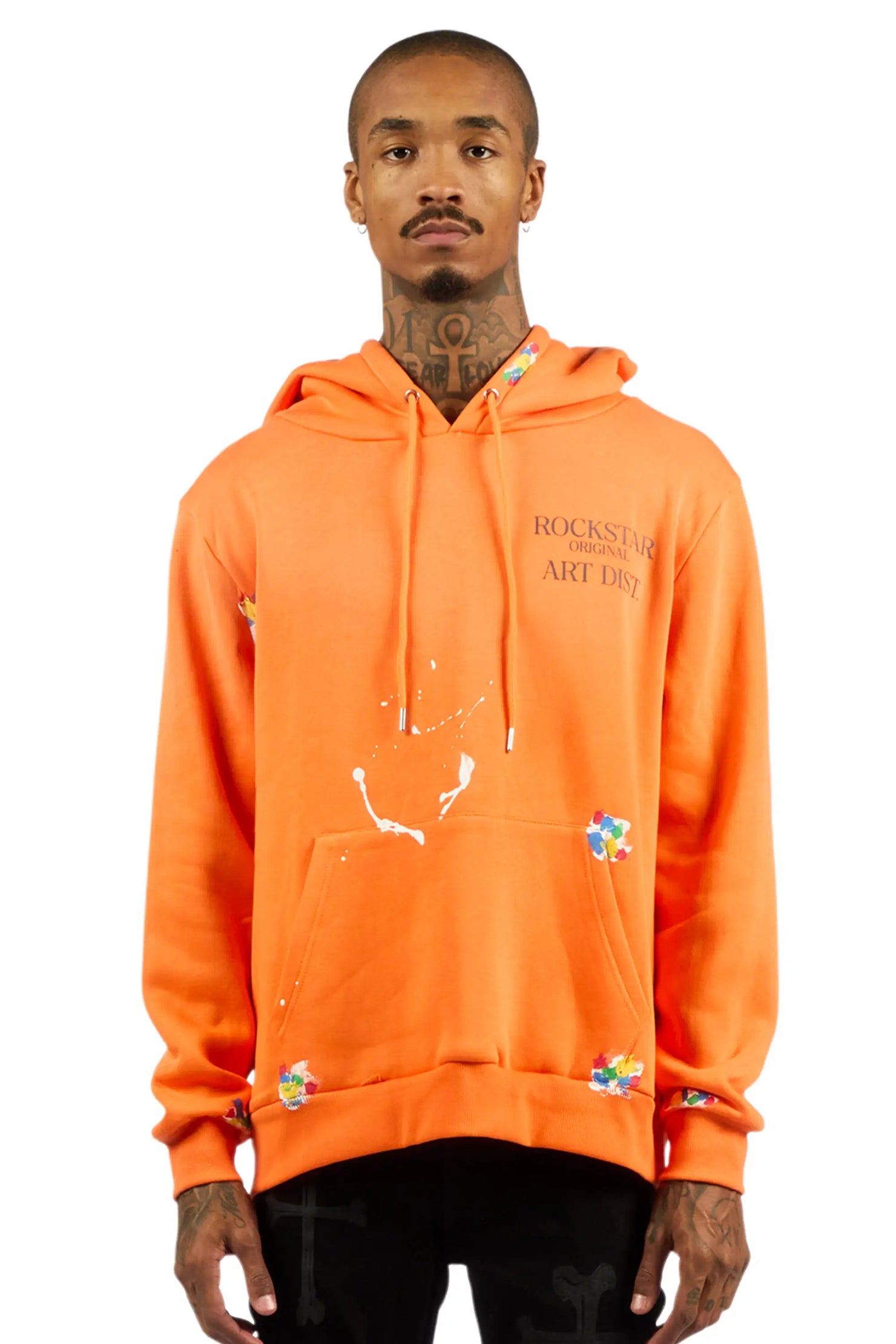 Rockstar Art Dist. Orange Graphic Relaxed Hoodie