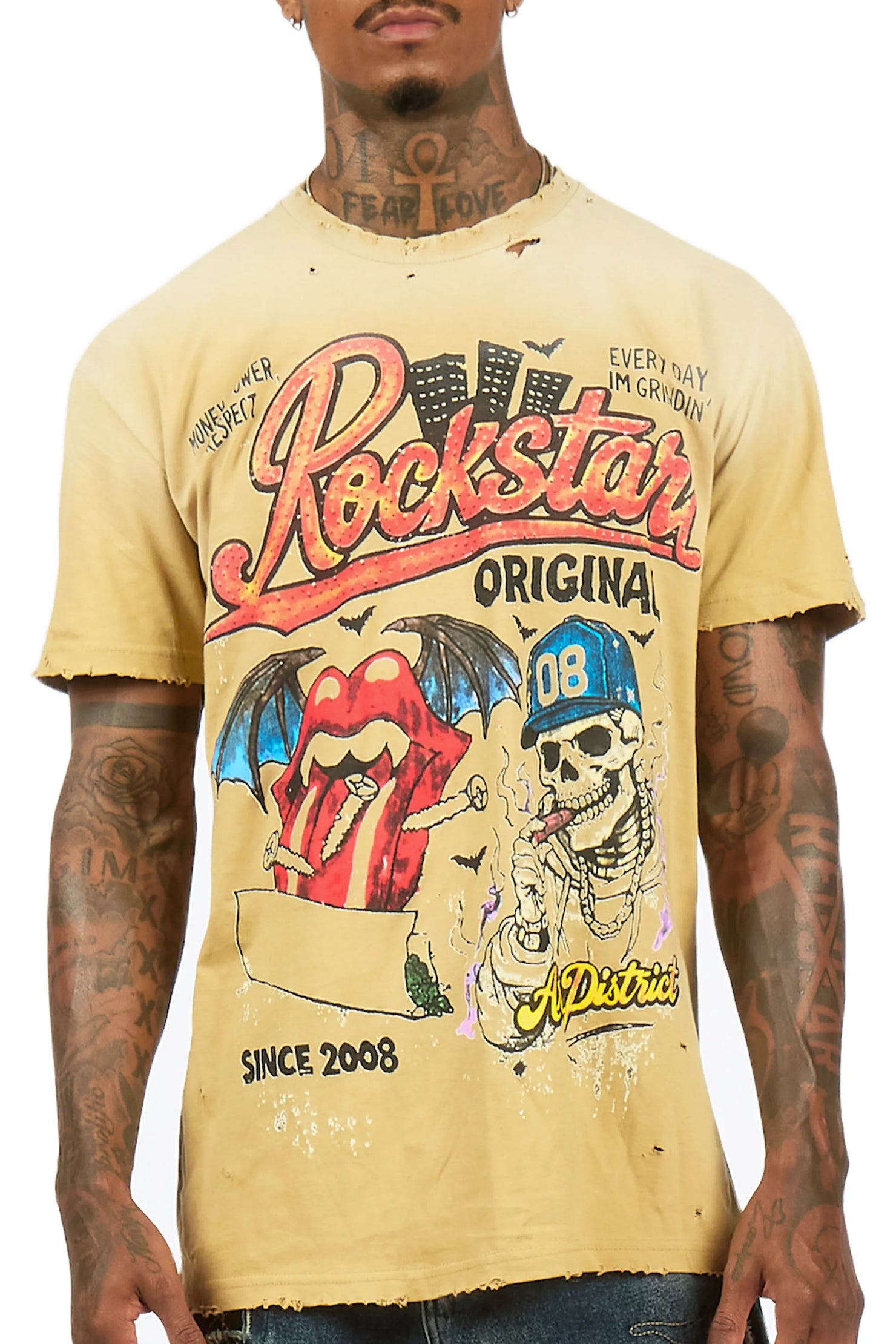 Batts Beige Oversized Graphic T-Shirt