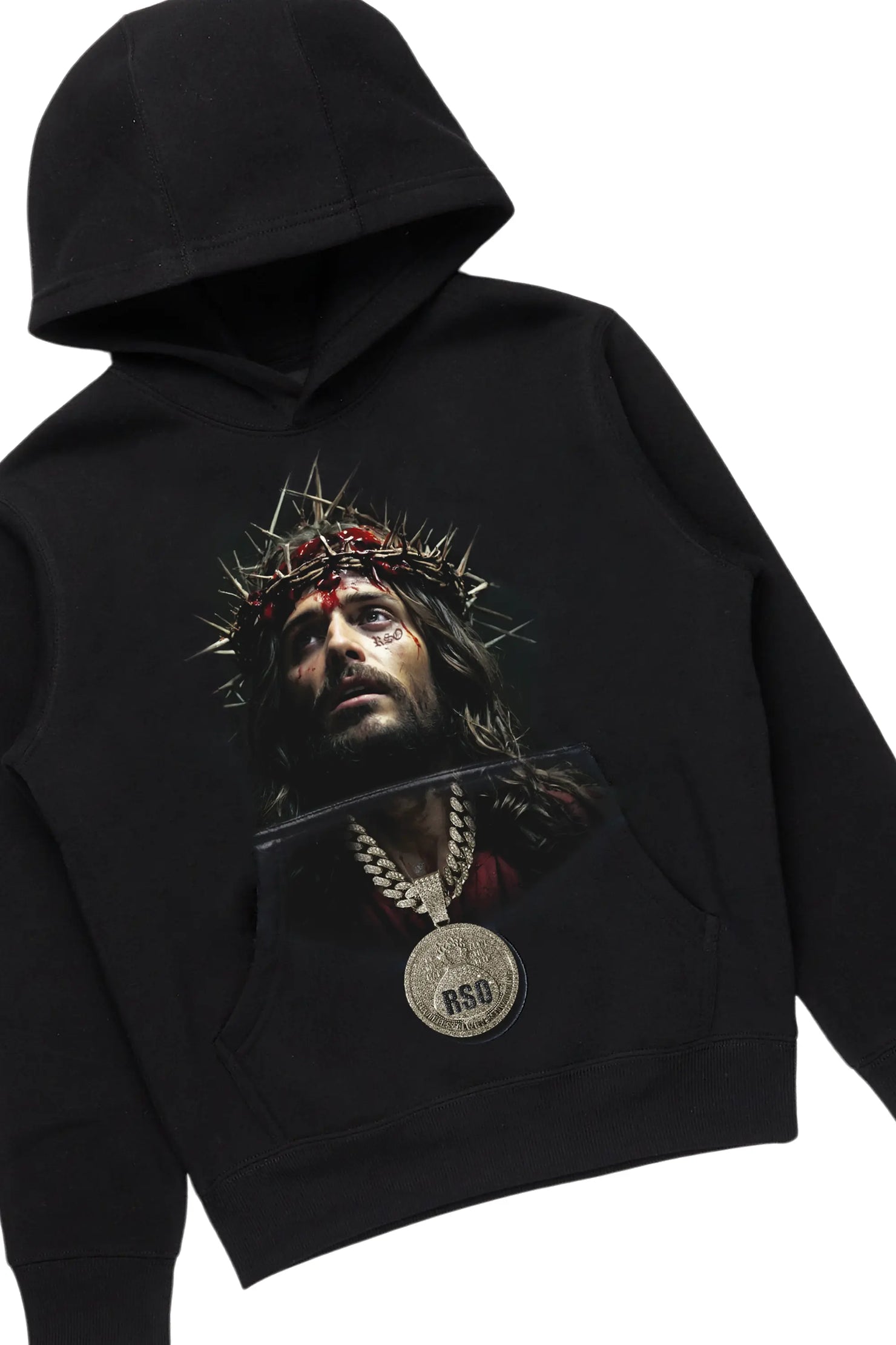 Boys Amina Black/Black Hoodie/Stacked Flare Jean Set