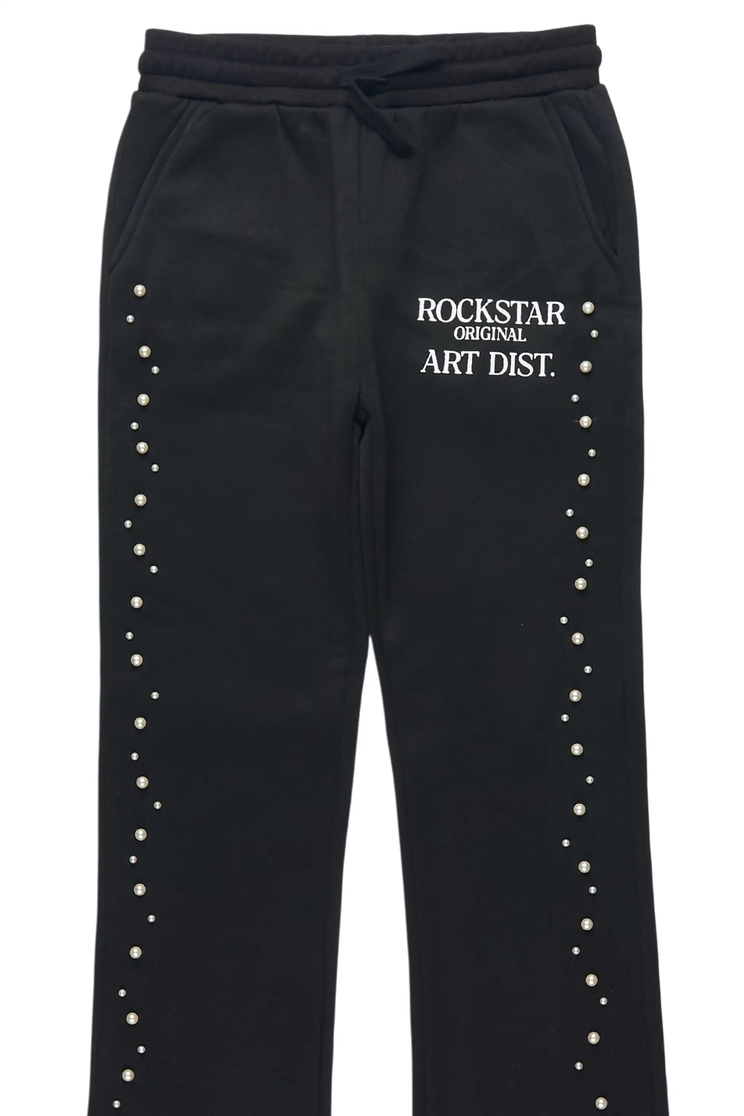 Girls Nikkia Black Pearl Stacked Track Pant