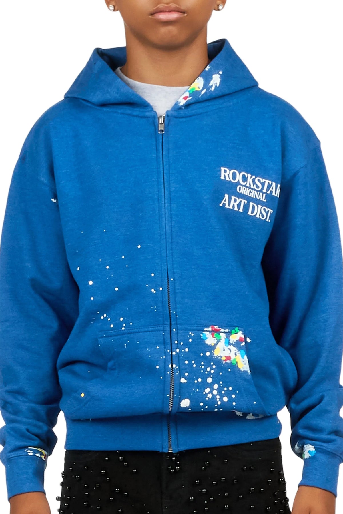 Boys Art Dist Royal Blue Graphic Zip Up Hoodie