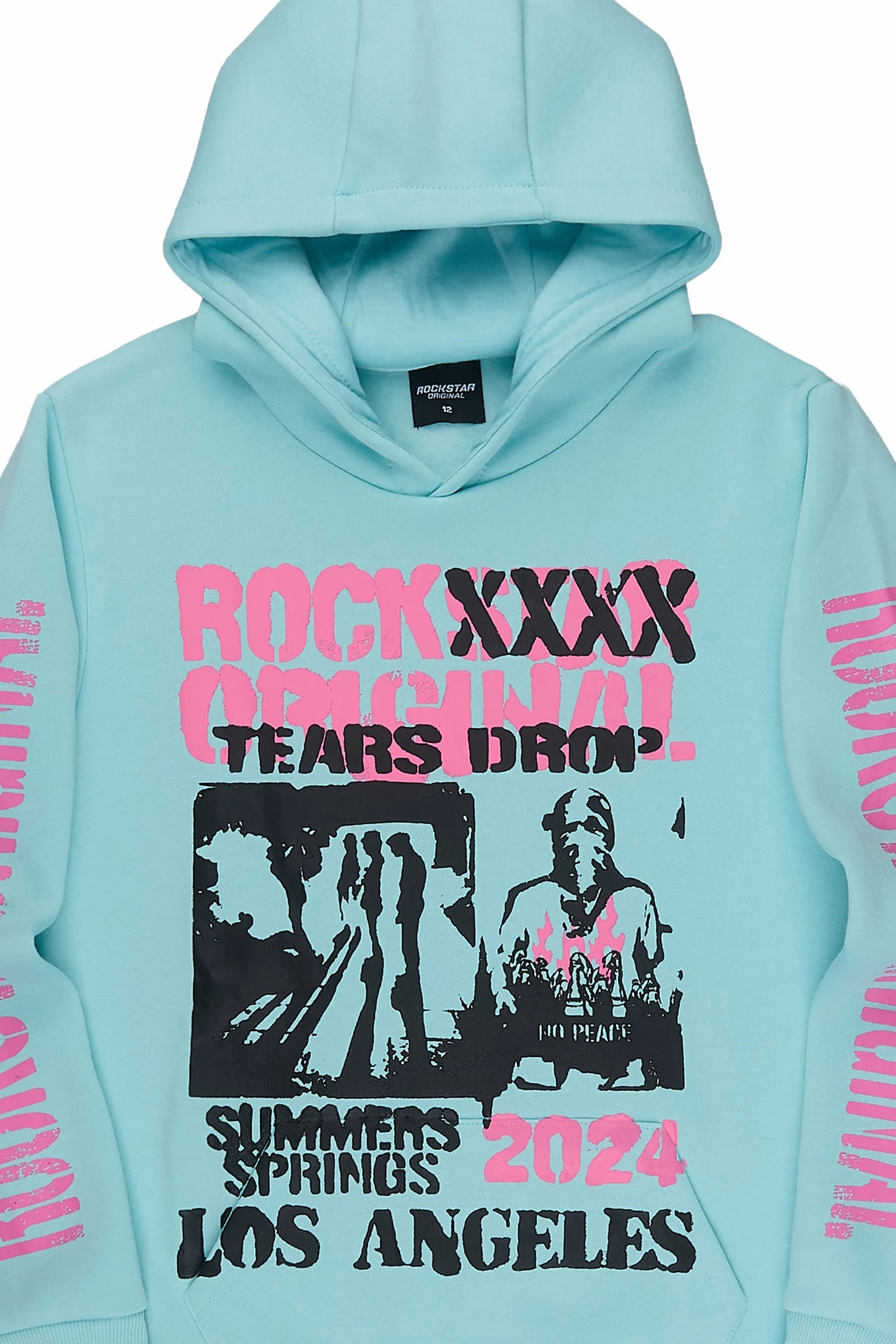 Boys Omer Light Blue Graphic Hoodie