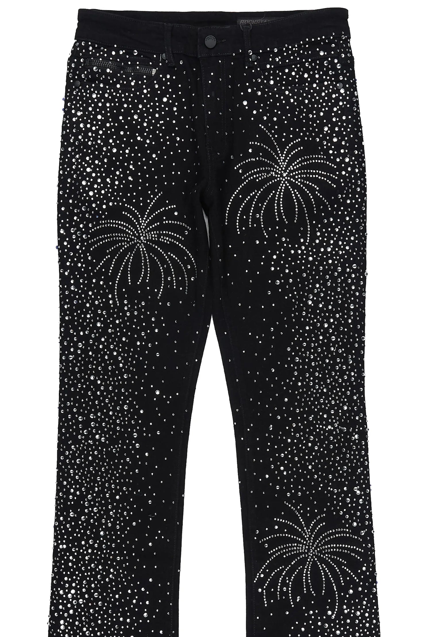 Raiden Black Rhinestone Stacked Fit Jean