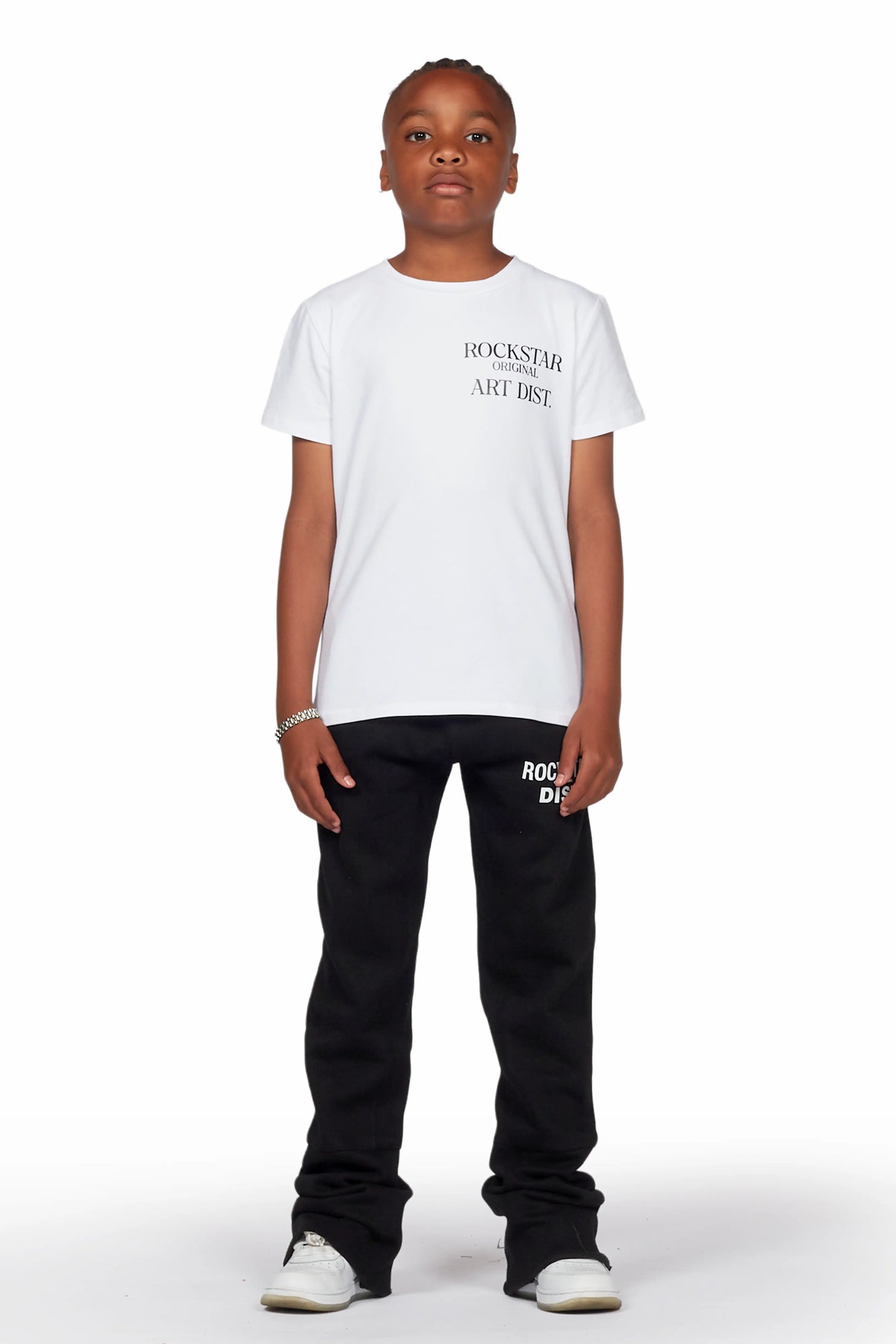 Boys Alpine Black Super Stacked Trackpant