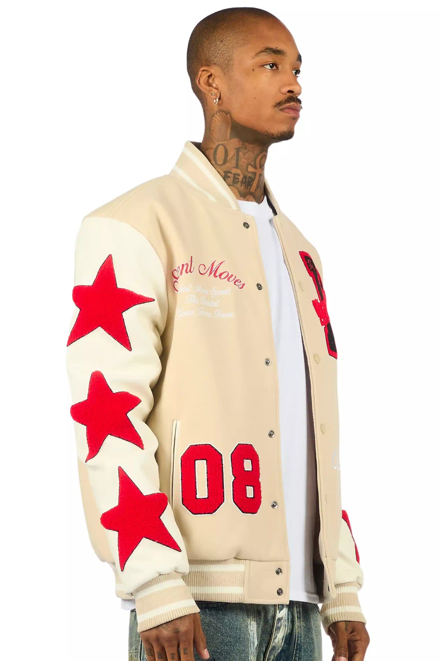 Zadok Beige Varsity Jacket