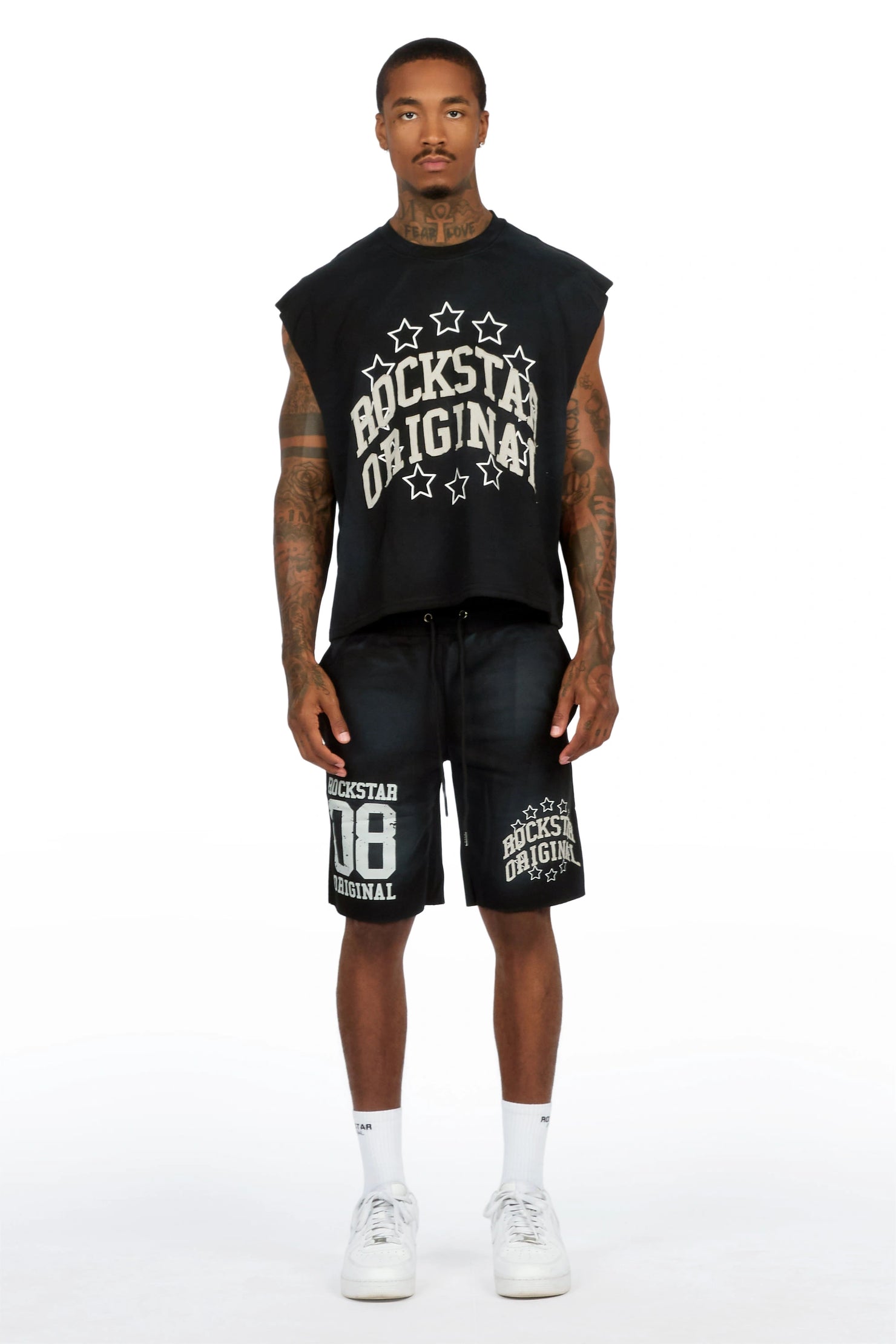 Boe Black Cut Sleeve T-Shirt/Short Set