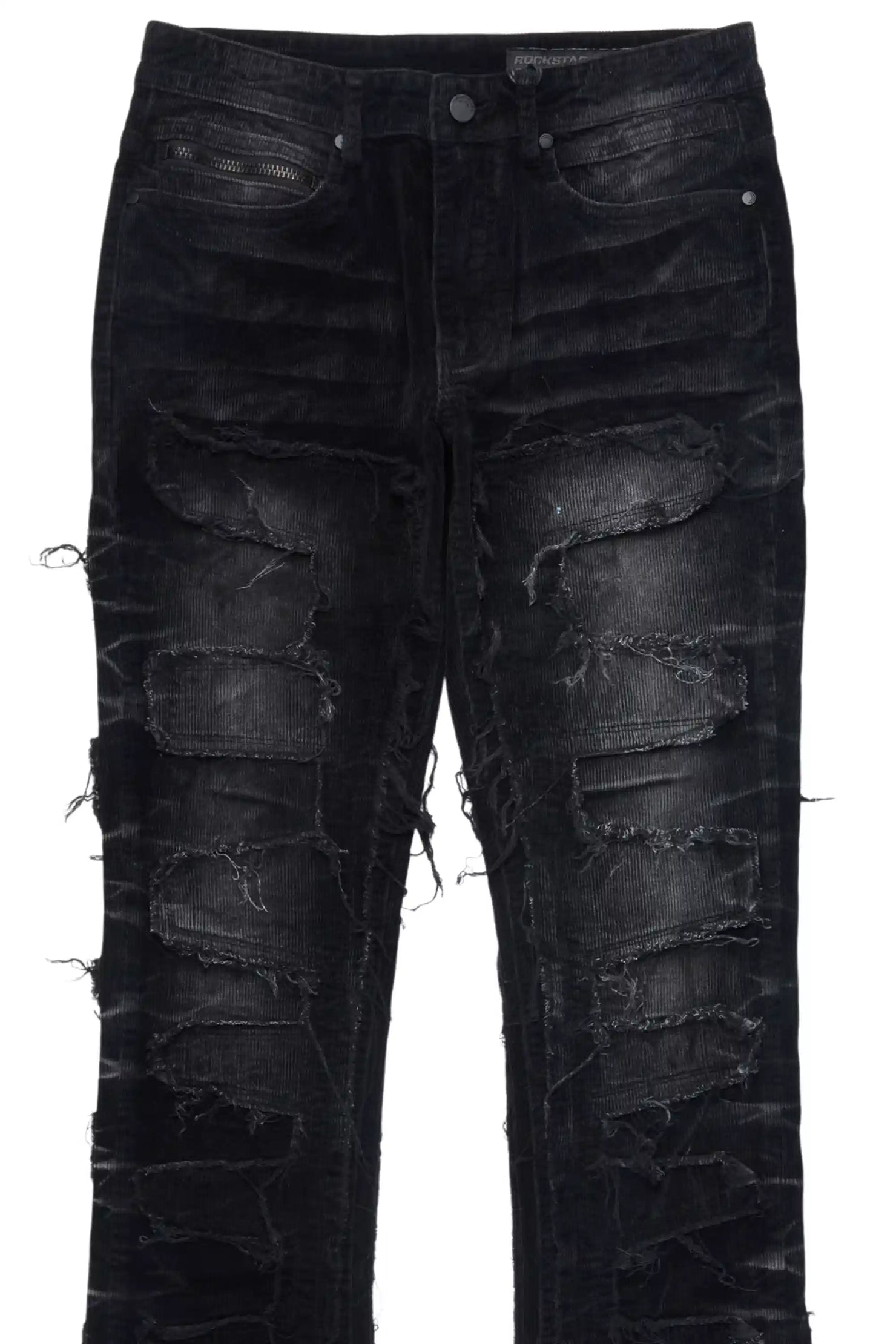 Shake Black Stacked Flare Corduroy Pant