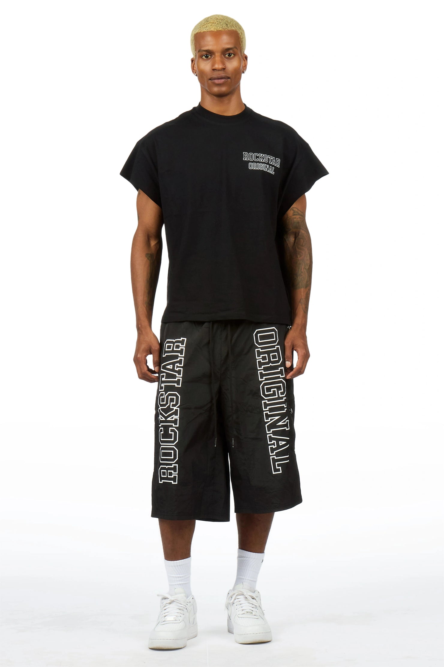 Lusent Black Muscle Tee/Jort Set