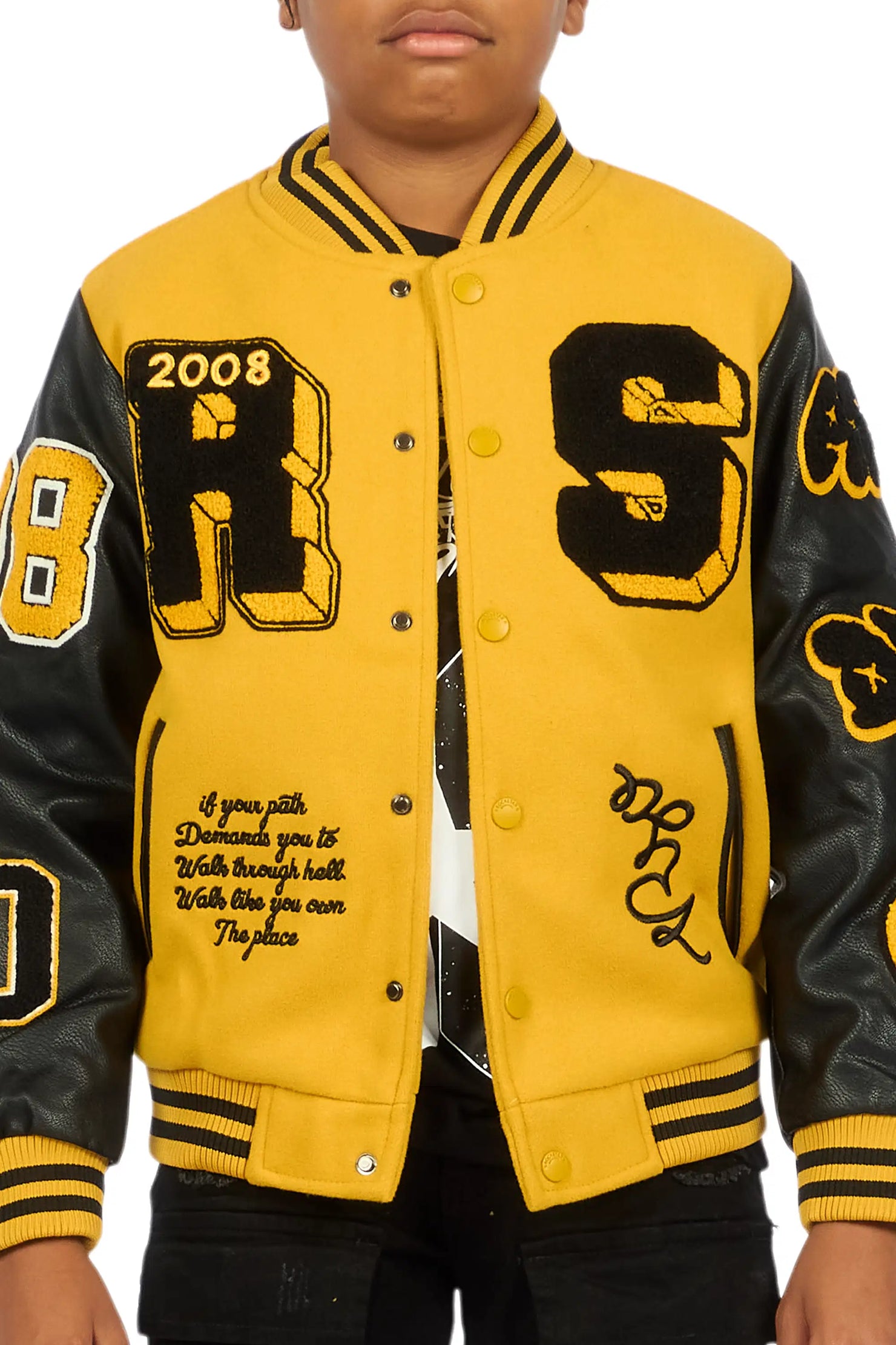 Boys Leslaw Yellow/Black Varsity Jacket