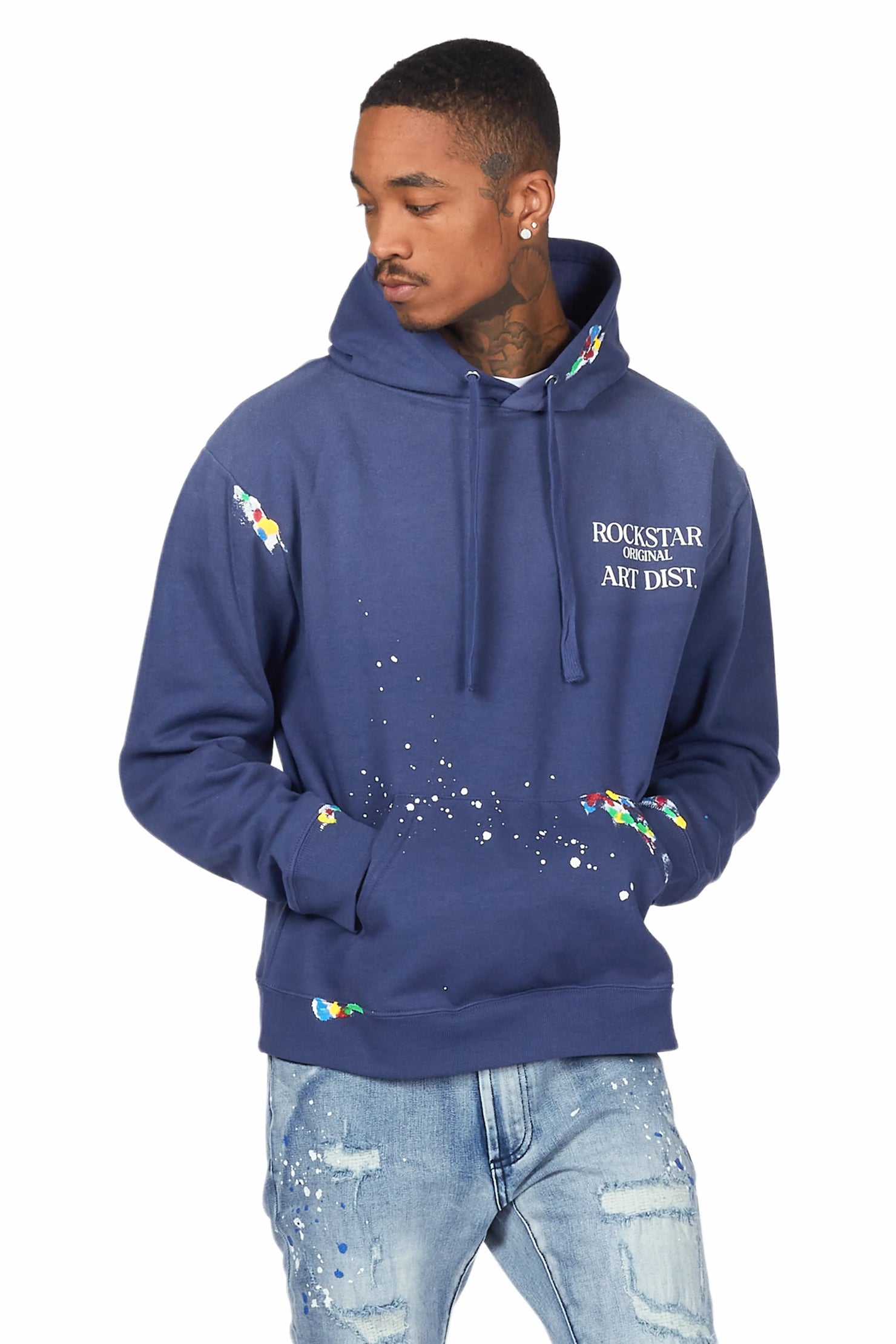 Rockstar Art Dist. Steel Blue Graphic Hoodie