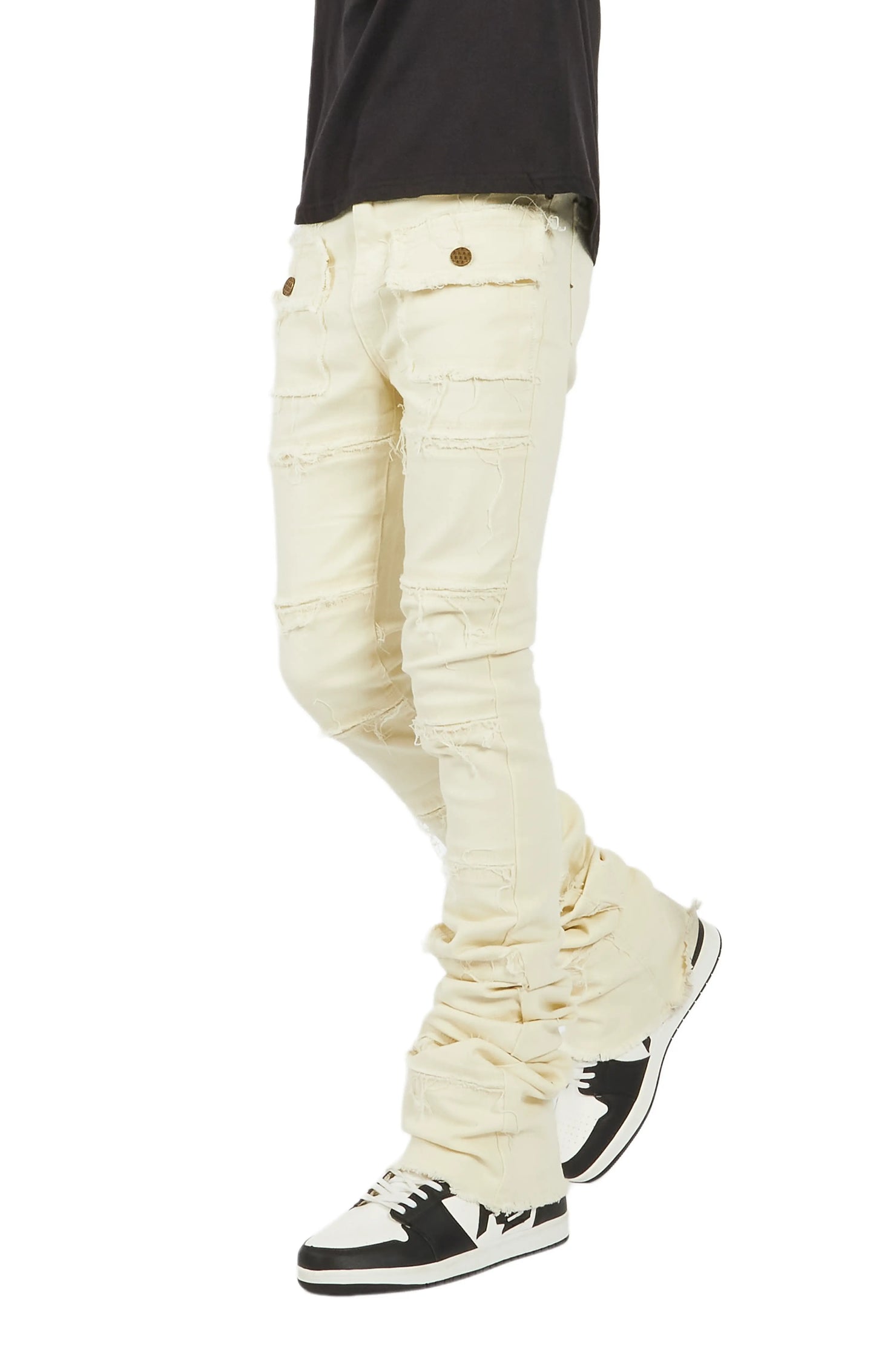 Zevon Cream Super Stacked Flare Jean
