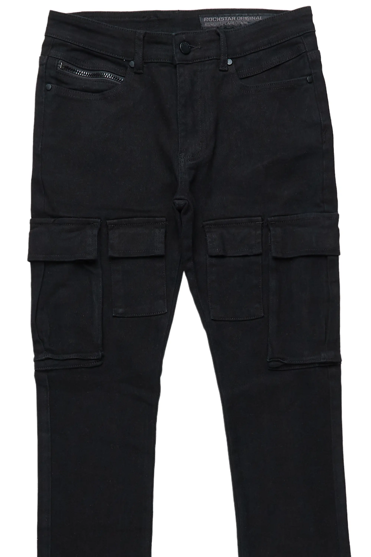 Sarg Black Cargo Stacked Flare Jean