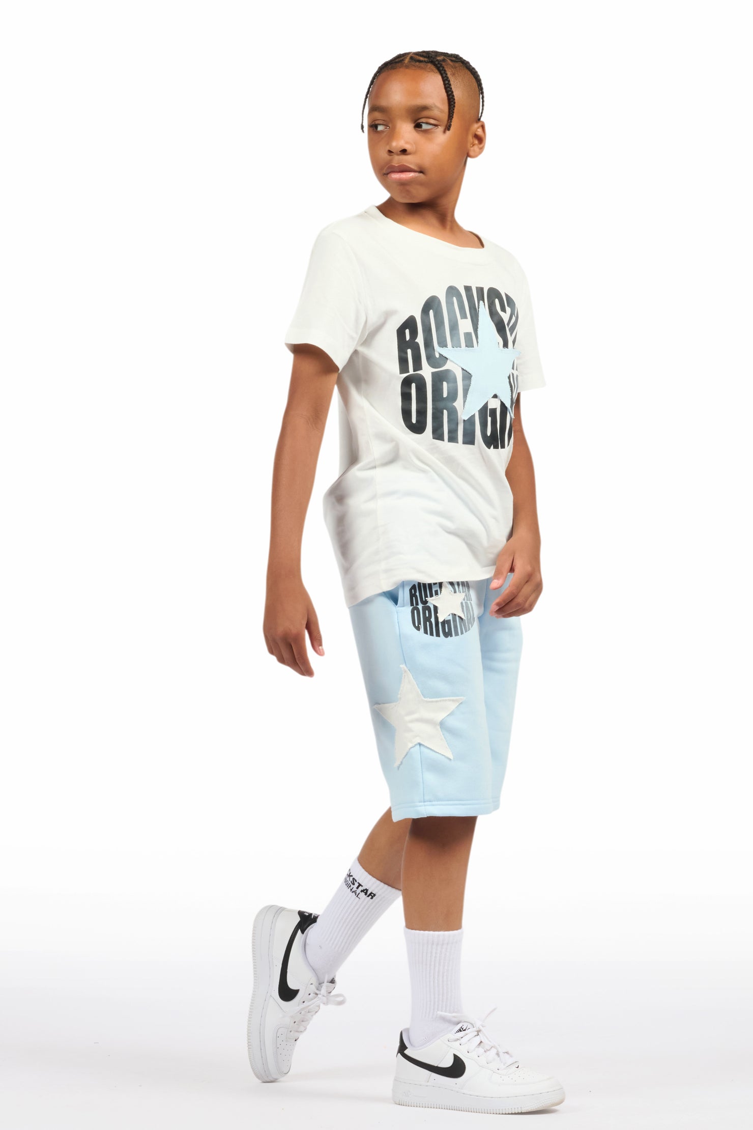 Boys Sarge White/Blue T-Shirt/Short Set