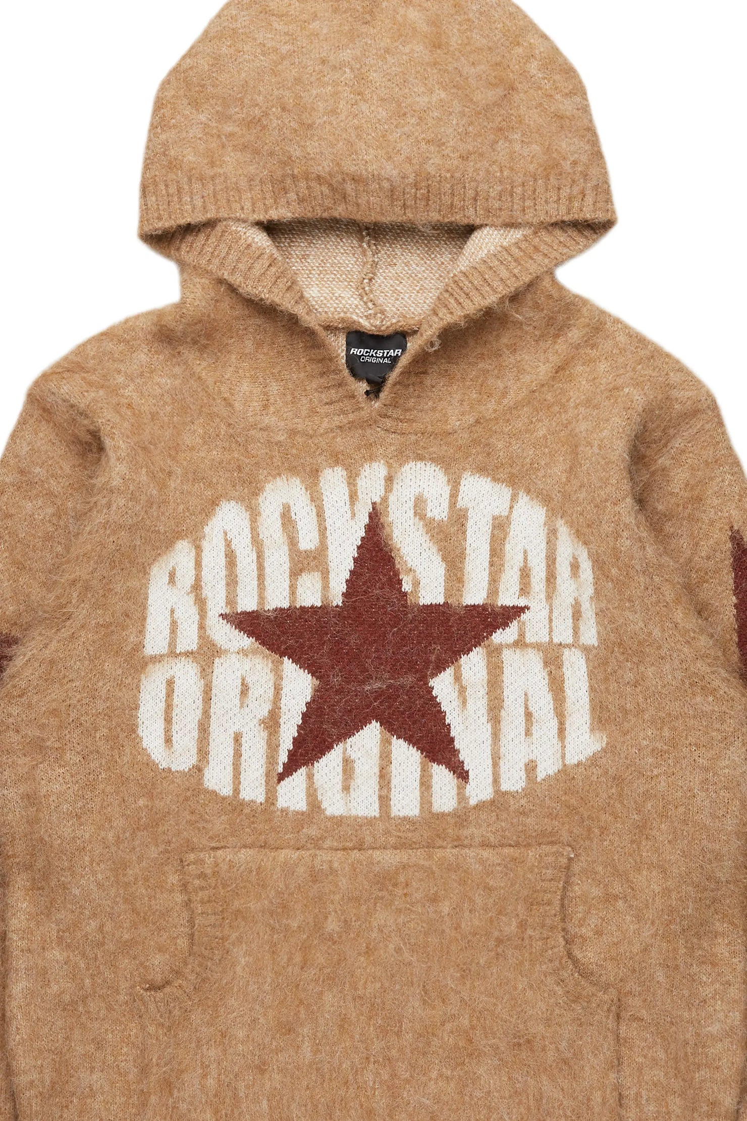 States Brown Graphic Knitted Mohair Hoodie