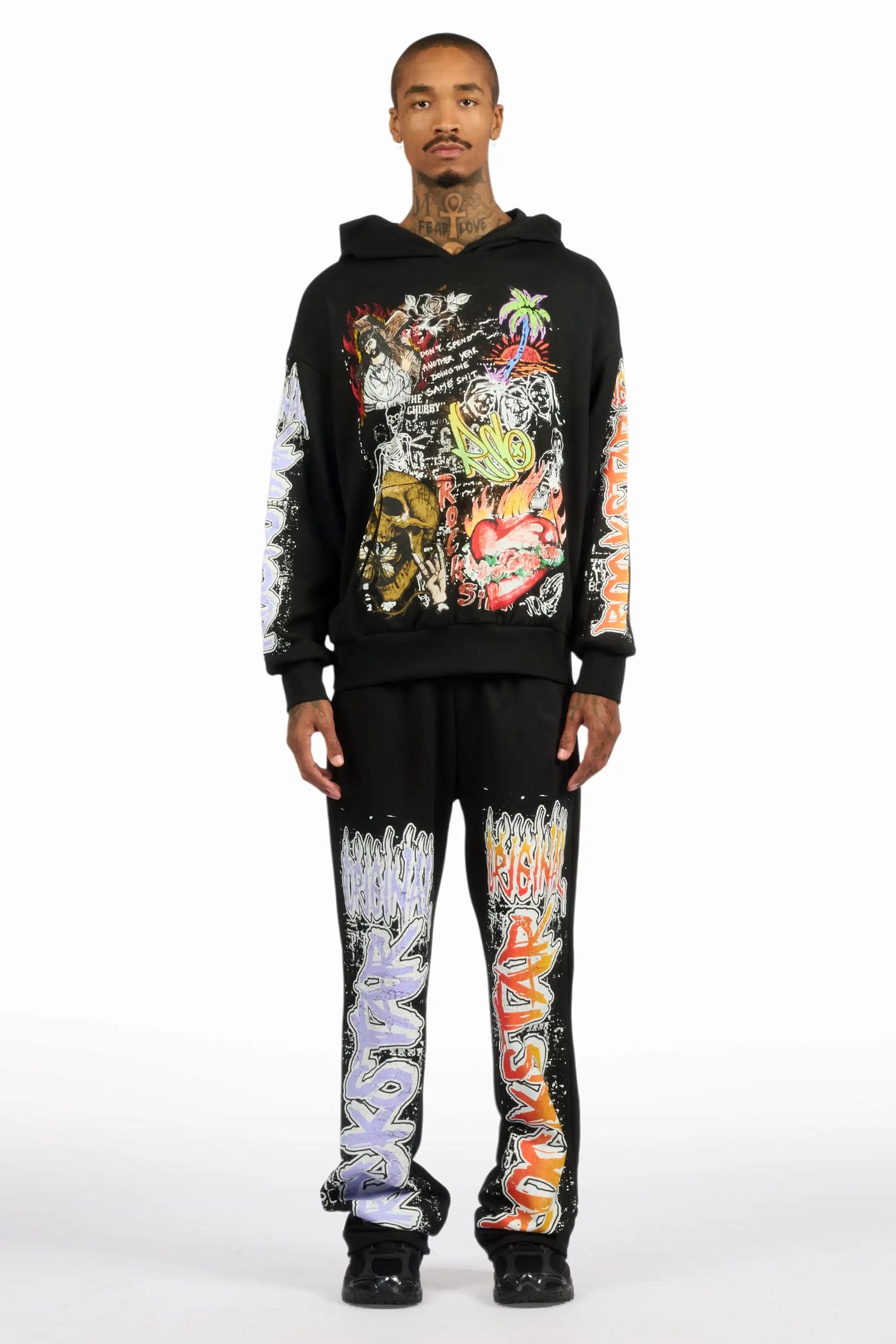 Zyver Black Hoodie/Baggy Pant Track Set