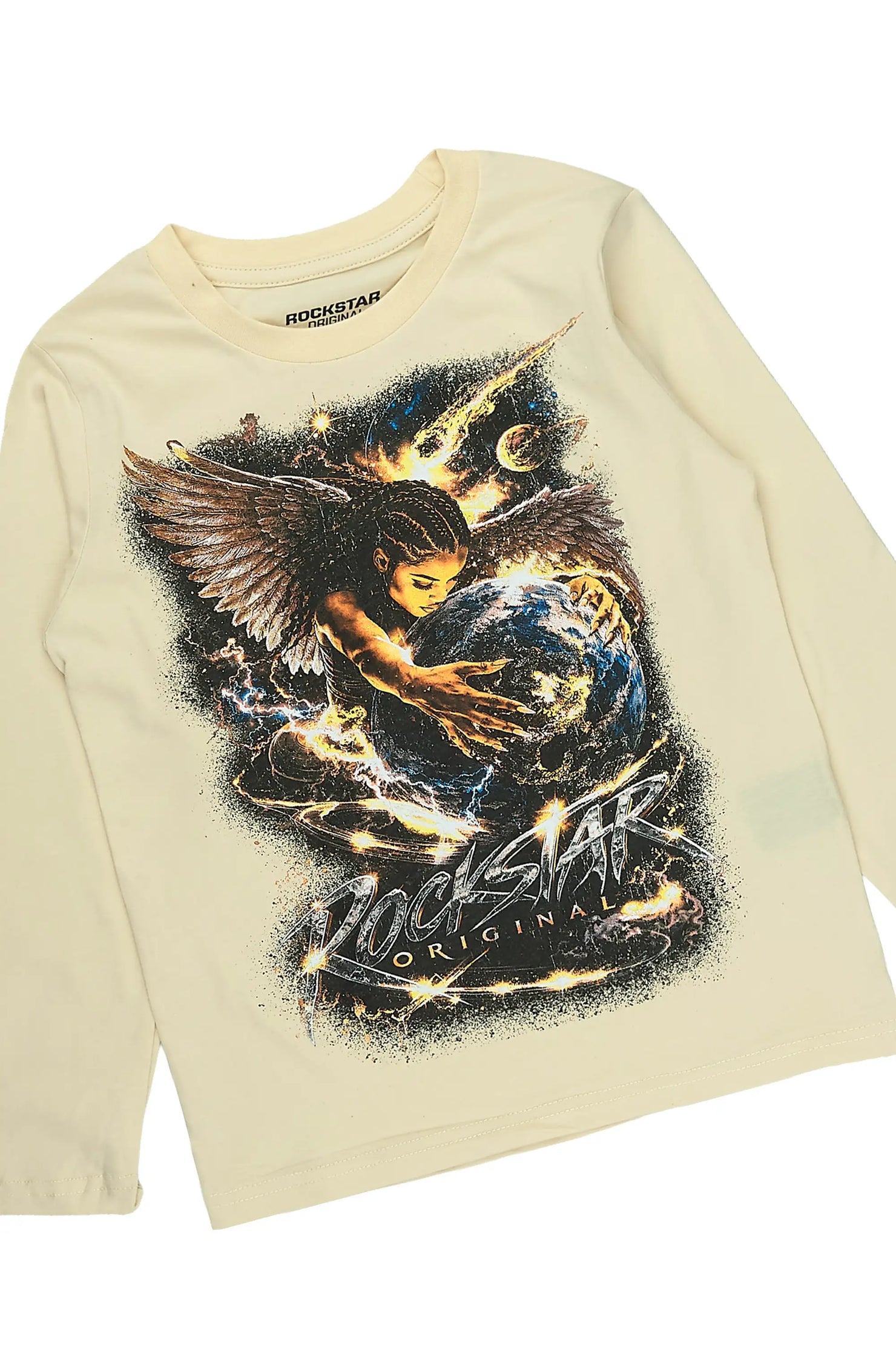 Girls Kearnly Sand/Cheetah Long Sleeve T-Shirt Rhinestone Jean Set